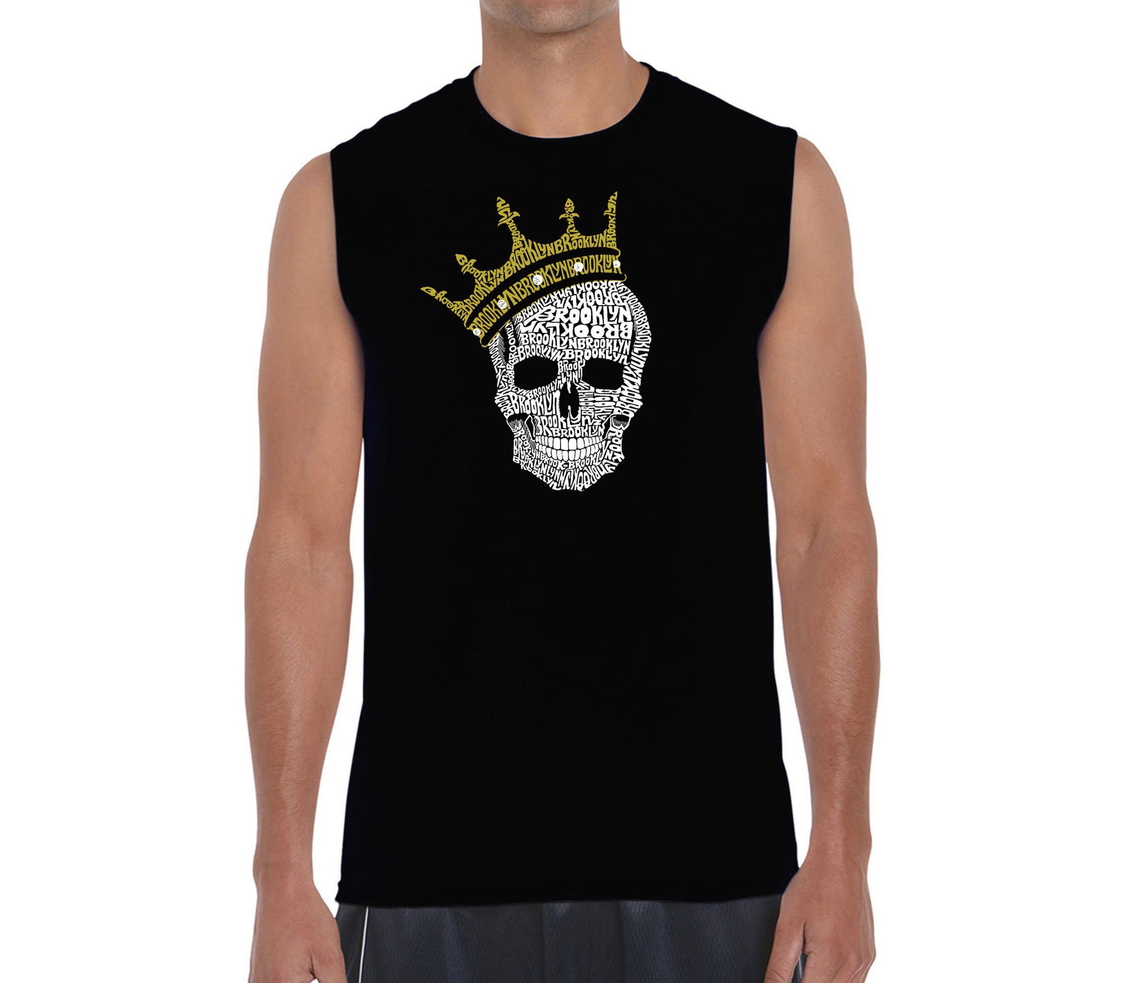 Mens Word Art Sleeveless T-shirt - Brooklyn Crown