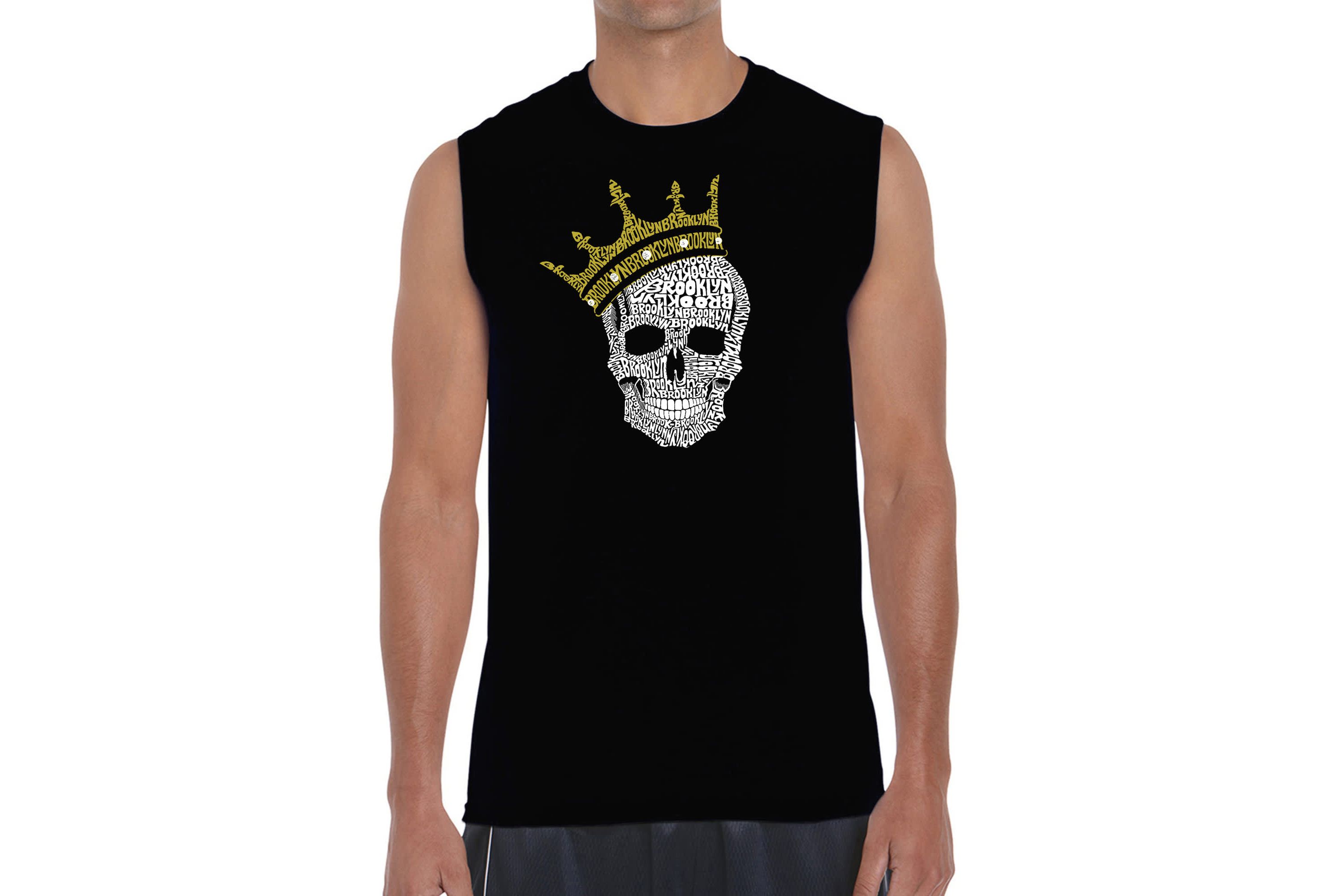 Mens Word Art Sleeveless T-shirt - Brooklyn Crown