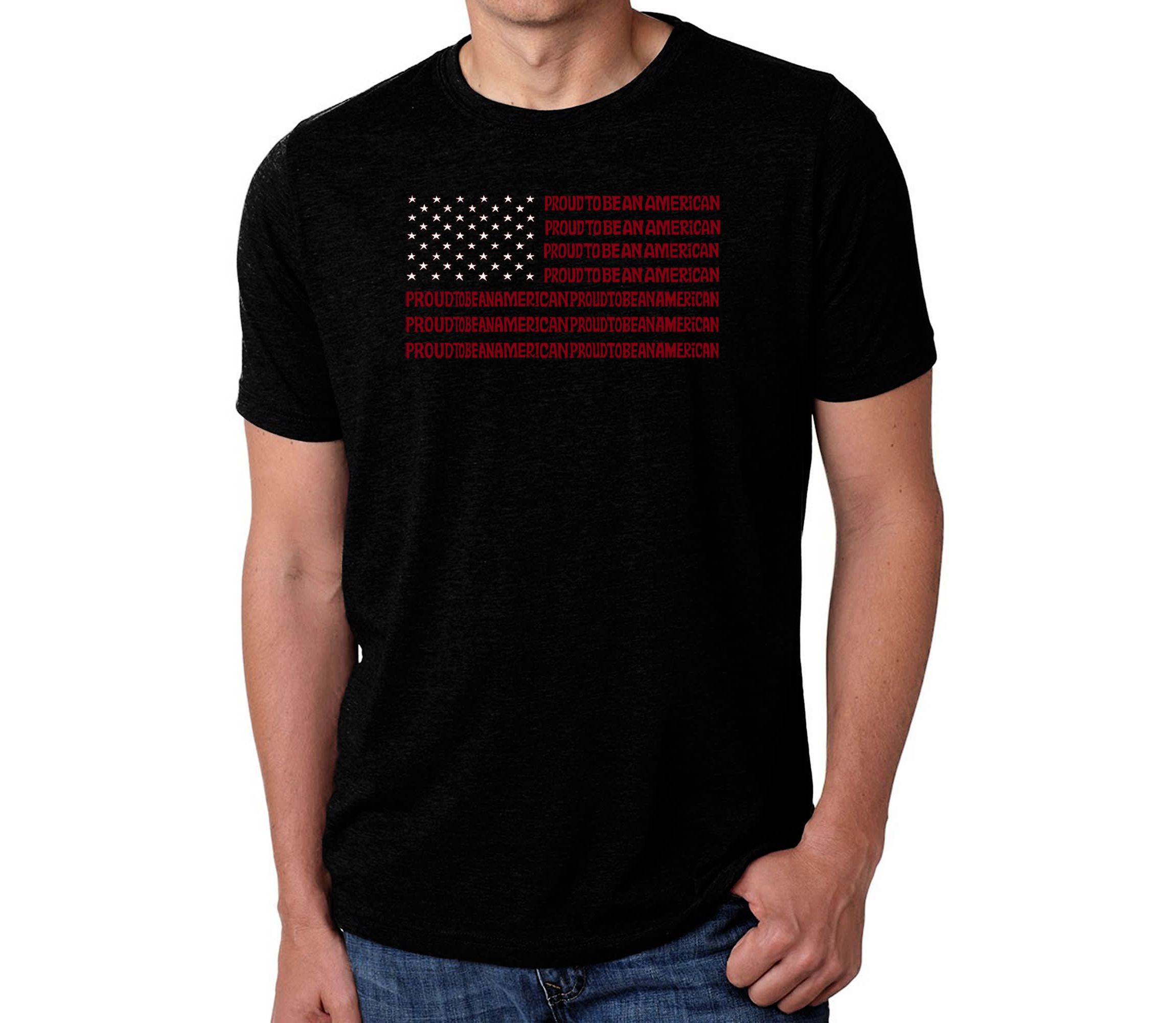 Mens Premium Blend Word Art T-Shirt - Proud To Be An American