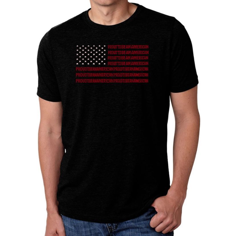 Mens Premium Blend Word Art T-Shirt - Proud To Be An American