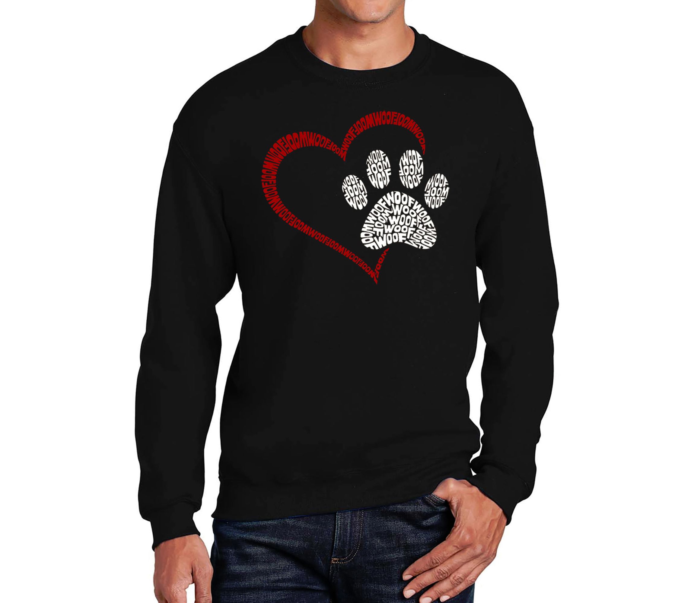 Mens Word Art Crewneck Sweatshirt - Paw Heart