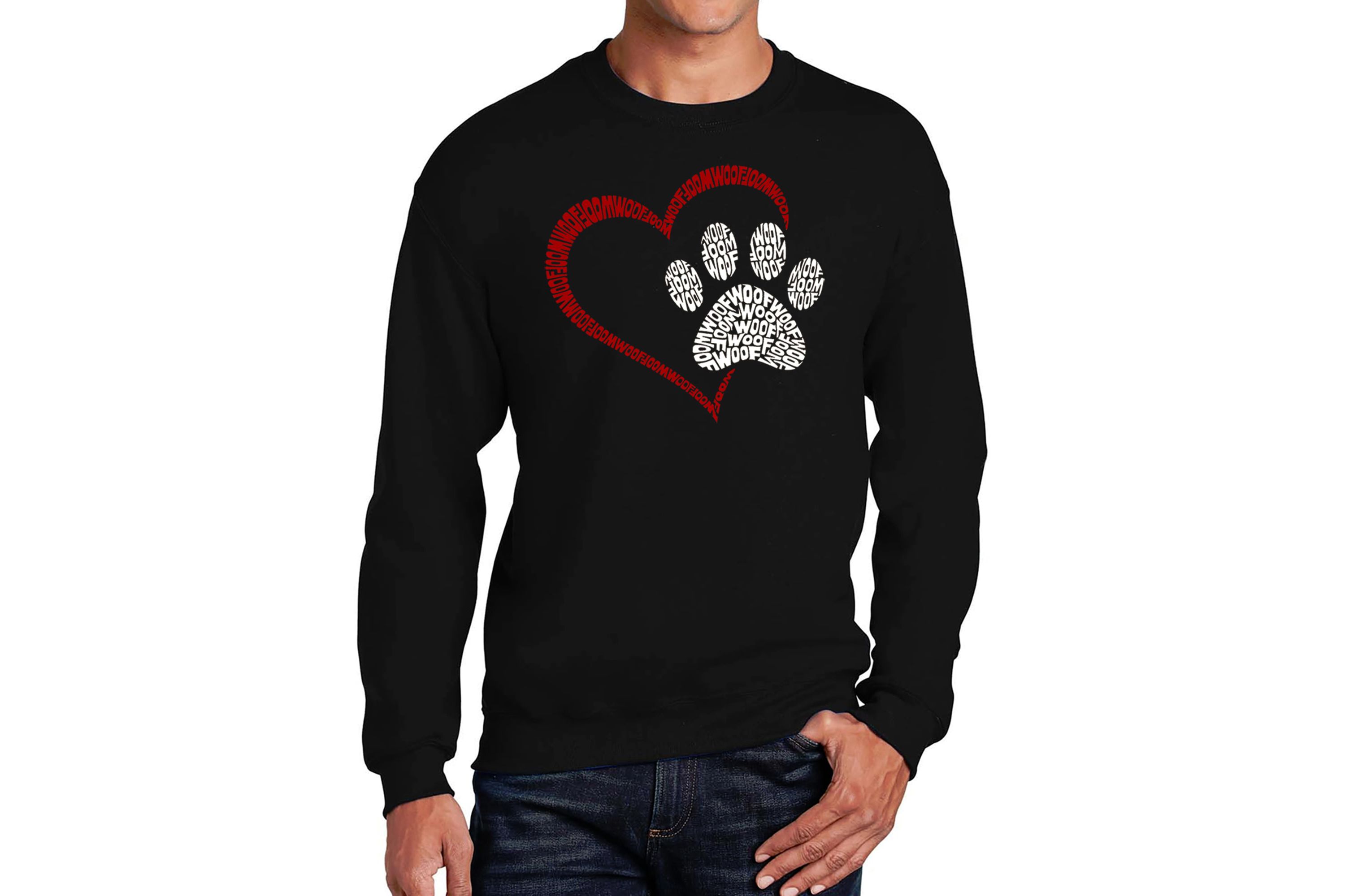 Mens Word Art Crewneck Sweatshirt - Paw Heart