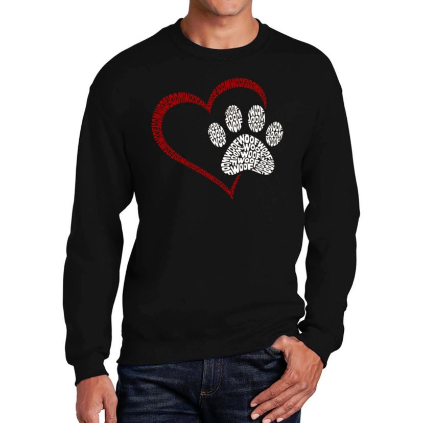Mens Word Art Crewneck Sweatshirt - Paw Heart