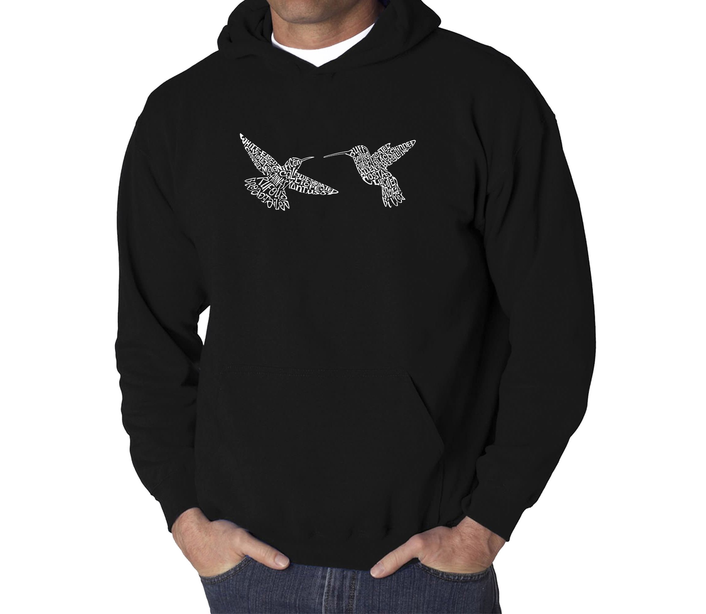 Mens Word Art Hooded Sweatshirt  - Hummingbirds