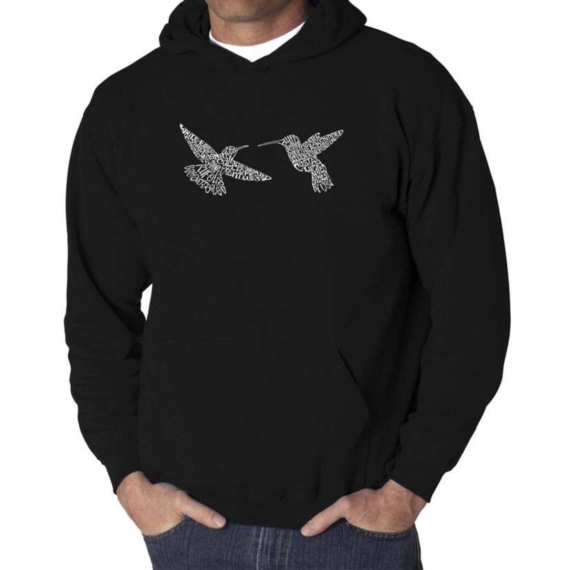 Mens Word Art Hooded Sweatshirt  - Hummingbirds