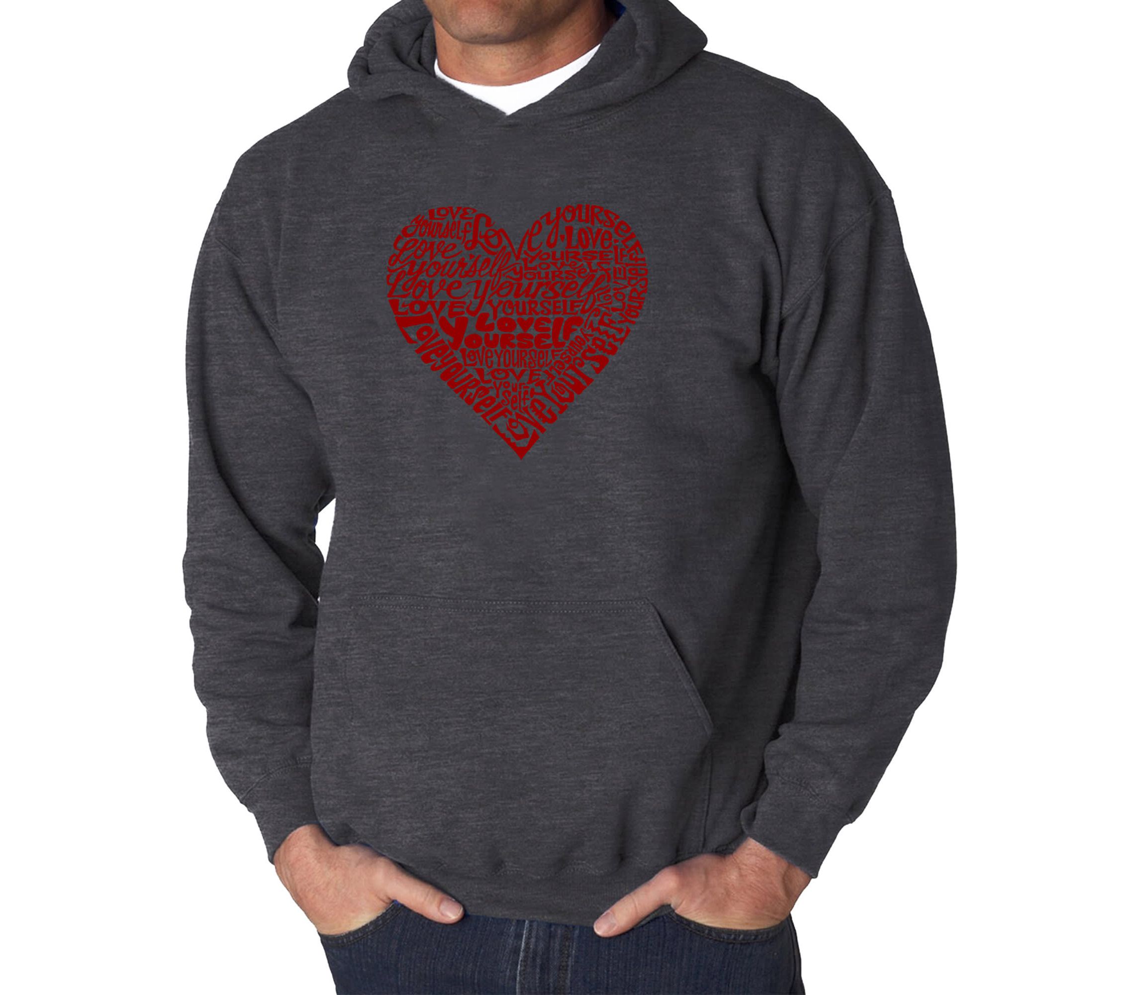 Mens Word Art Hooded Sweatshirt  - Love Yourself