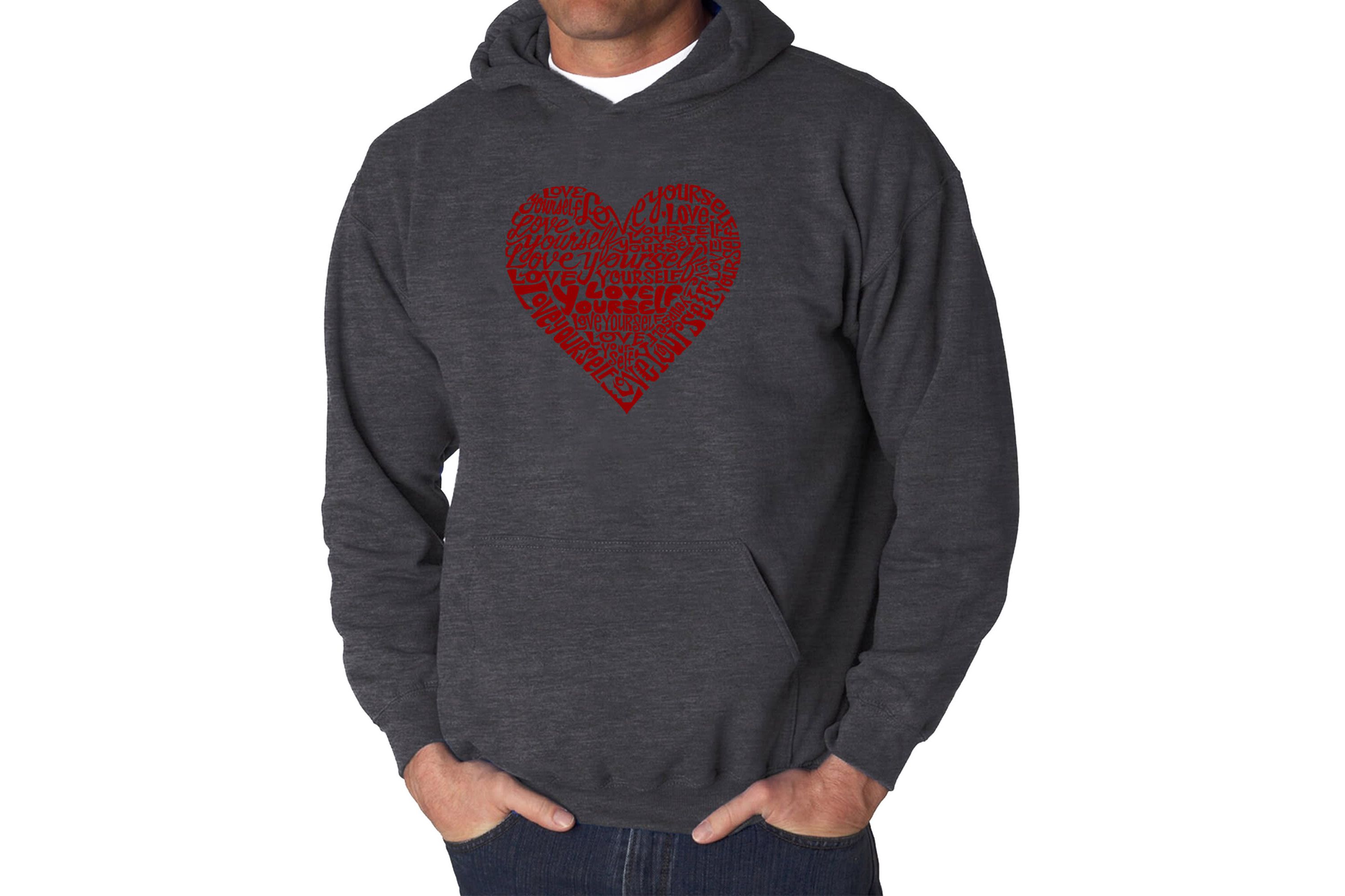 Mens Word Art Hooded Sweatshirt  - Love Yourself