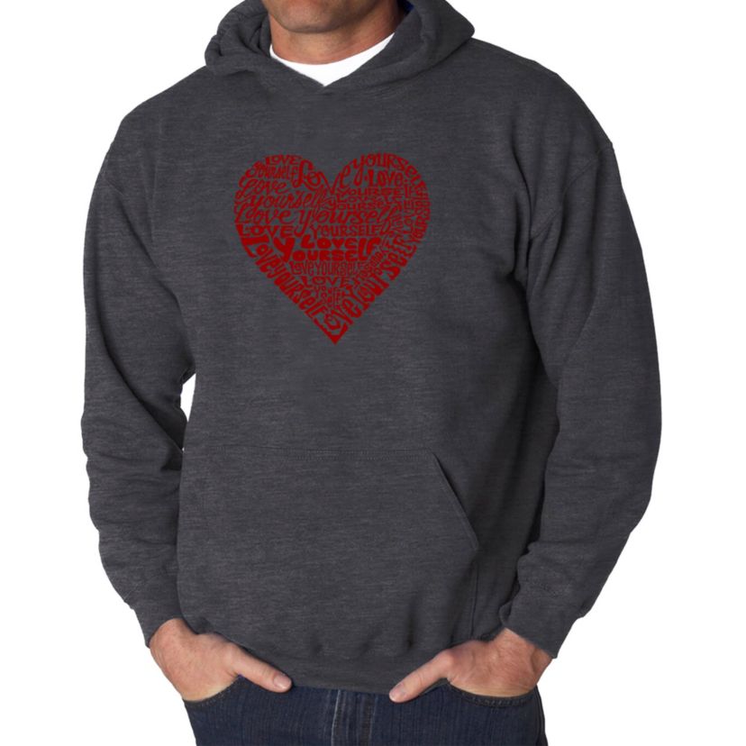 Mens Word Art Hooded Sweatshirt  - Love Yourself