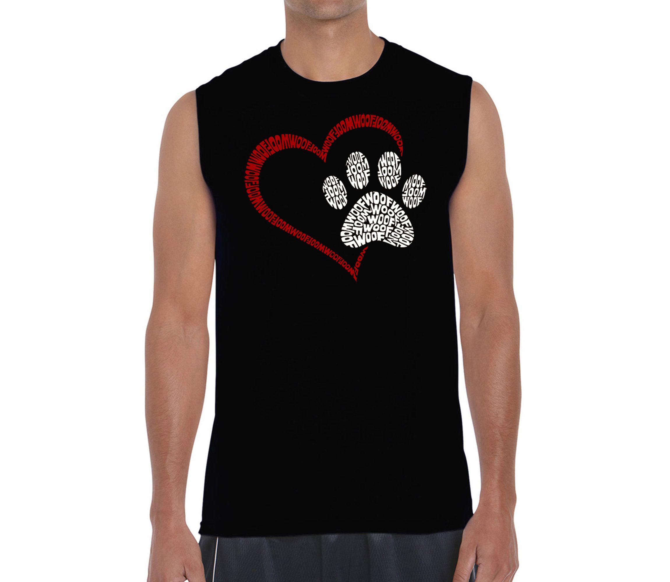 Mens Word Art Sleeveless T-Shirt - Paw Heart