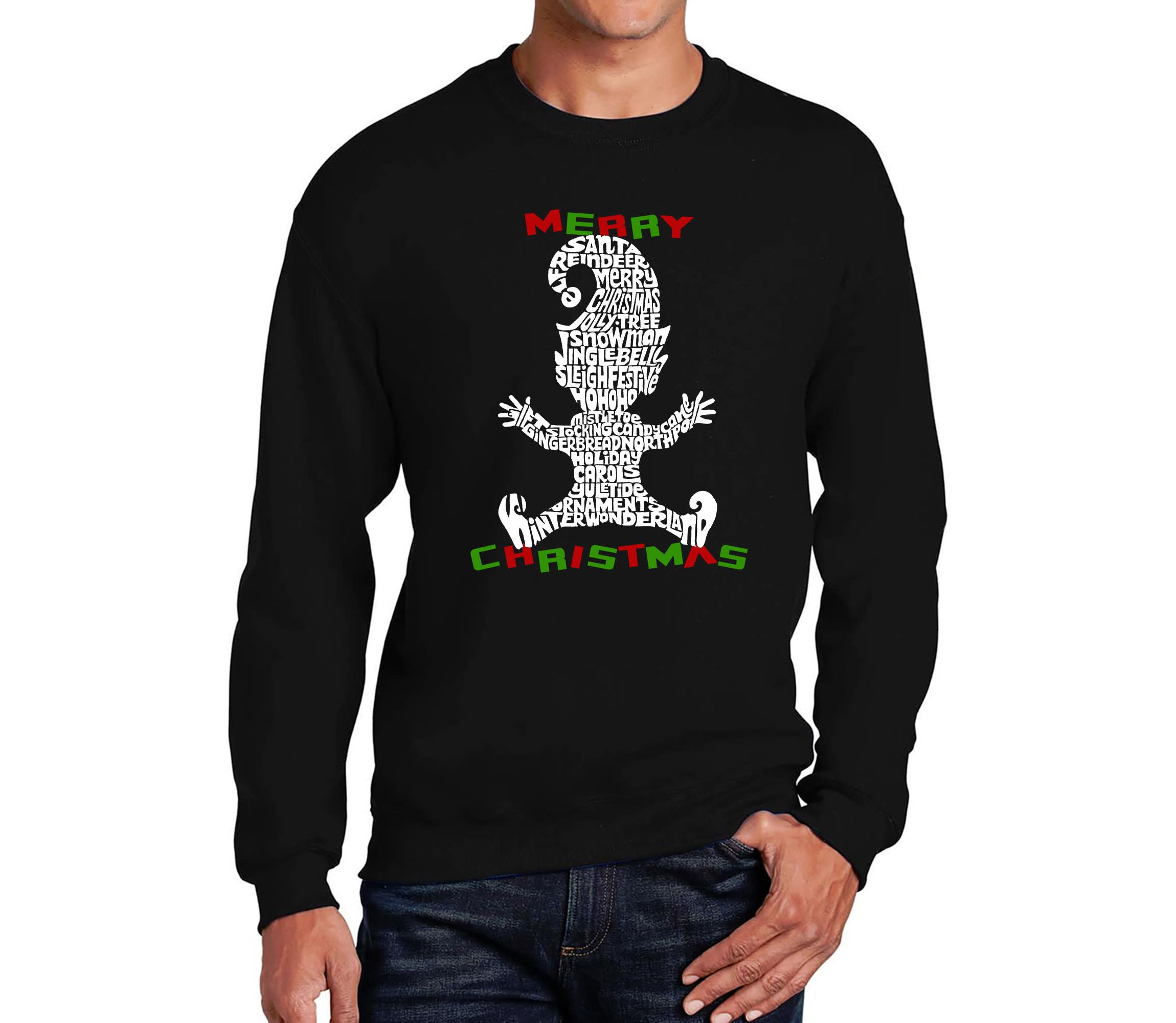 Mens Word Art Crewneck Sweatshirt  - Christmas Elf