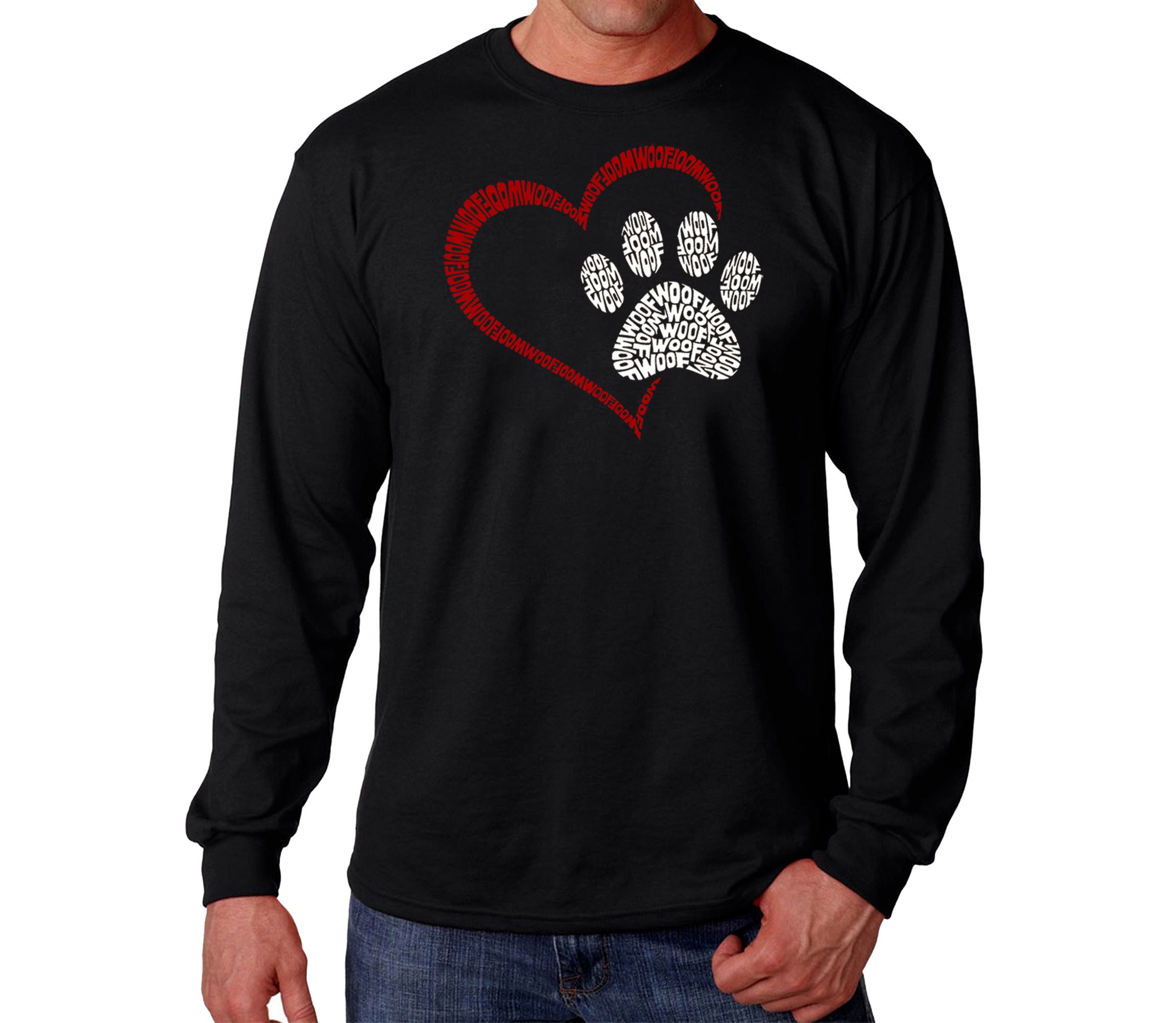 Mens Word Art Long Sleeve T-Shirt - Paw Heart