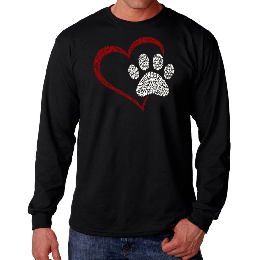 Mens Word Art Long Sleeve T-Shirt - Paw Heart