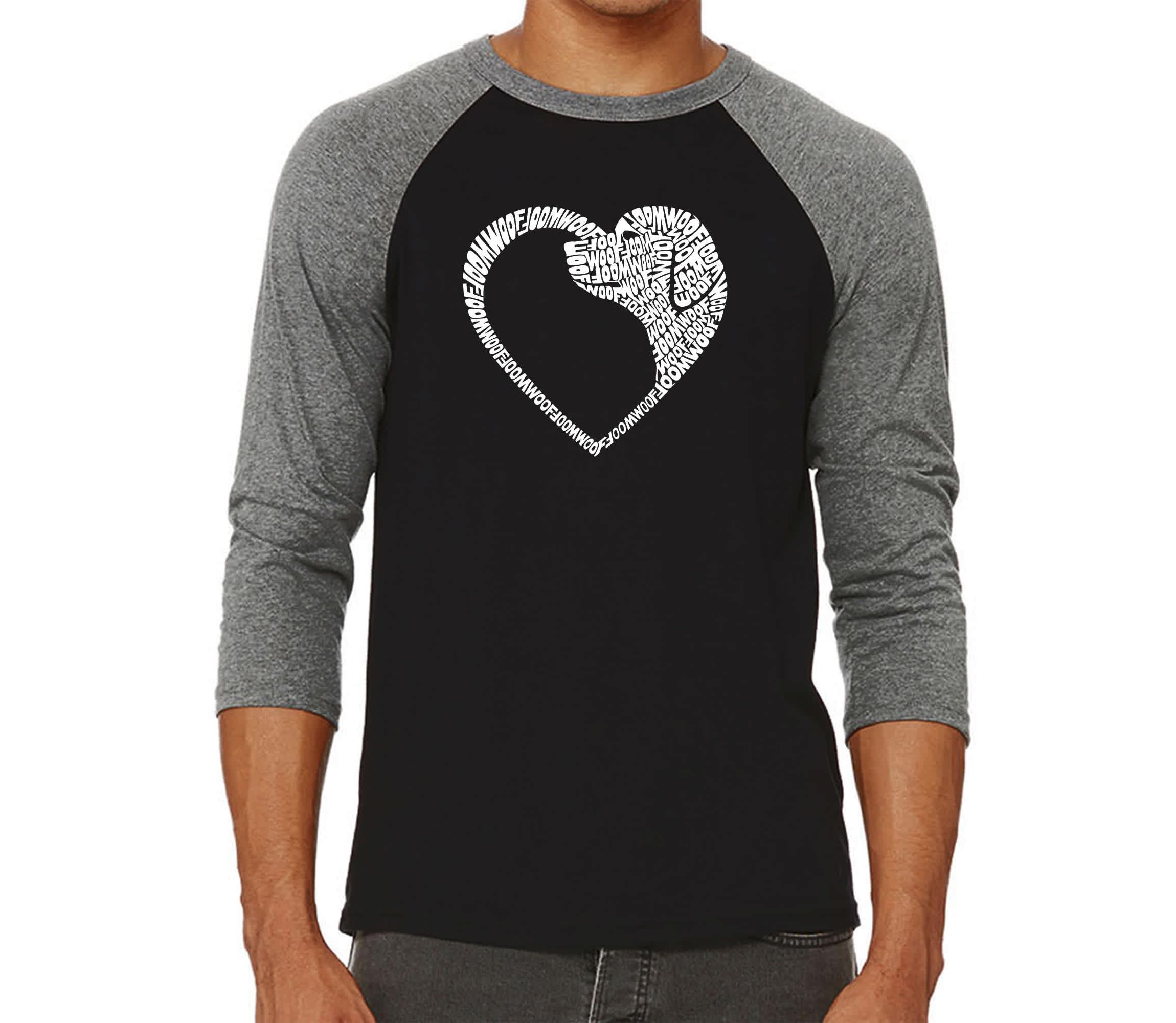Mens Raglan Baseball Word Art T-Shirt  - Dog Heart