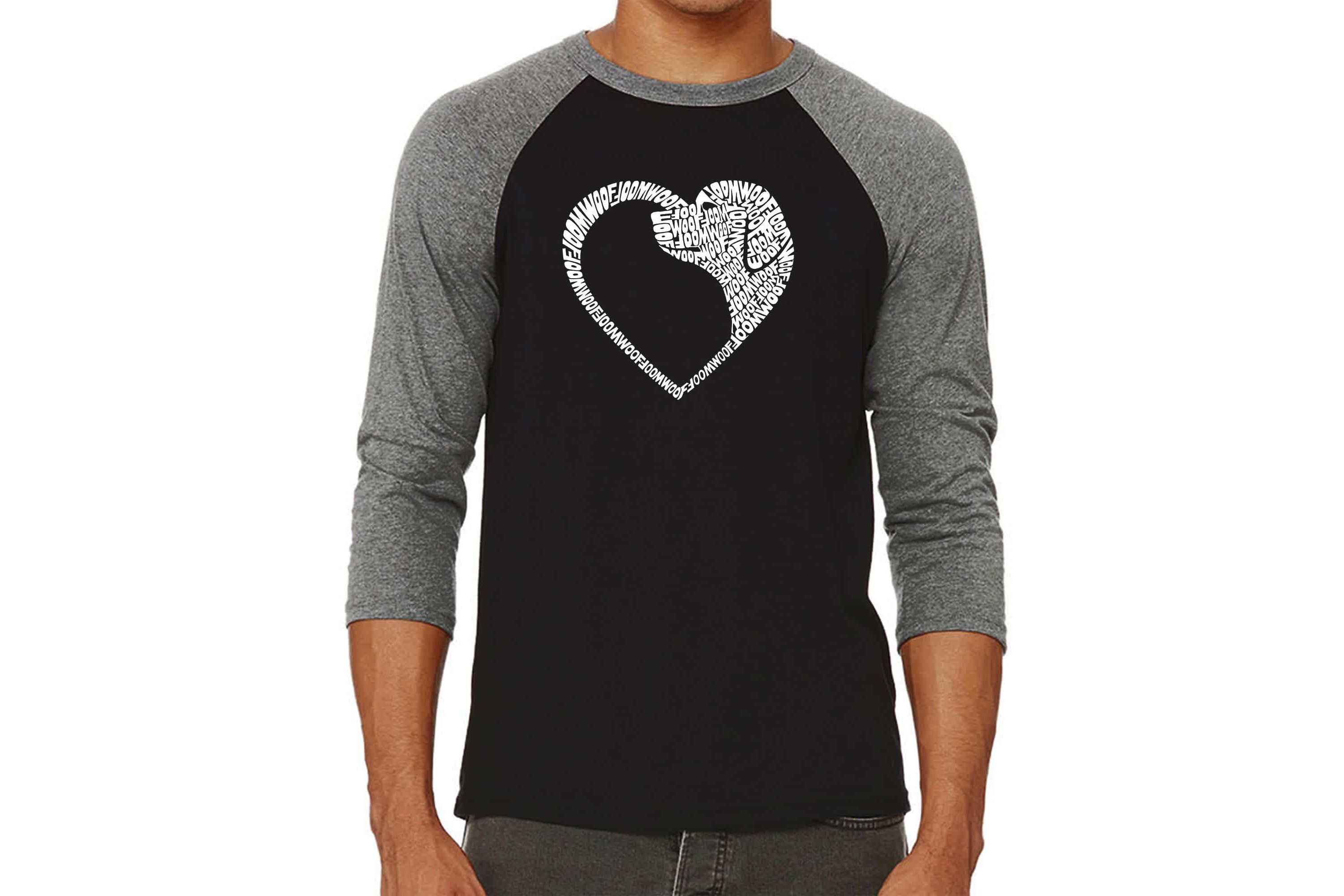 Mens Raglan Baseball Word Art T-Shirt  - Dog Heart
