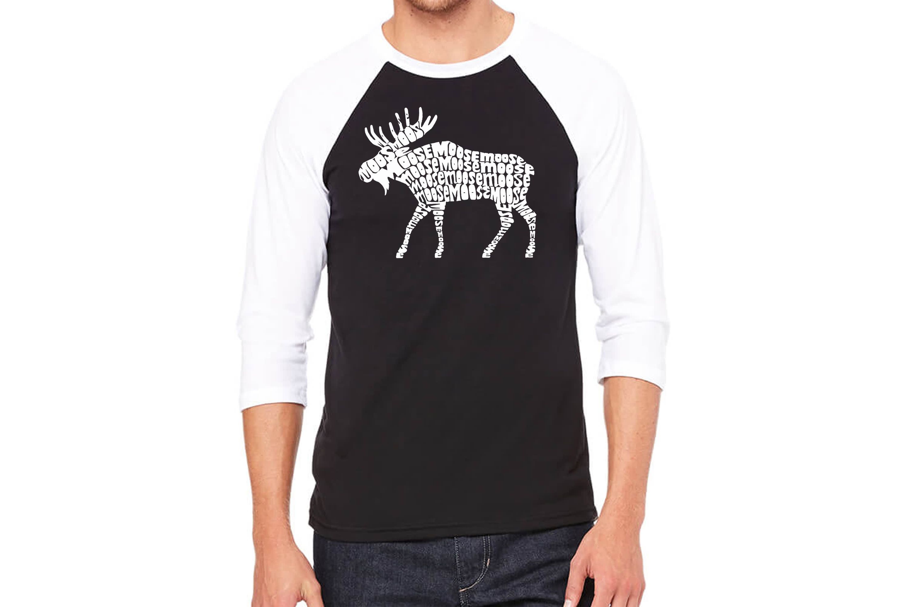 Mens Raglan Baseball Word Art T-shirt - Moose