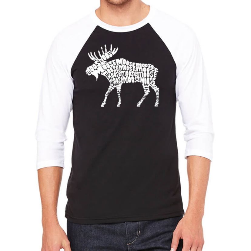 Mens Raglan Baseball Word Art T-shirt - Moose