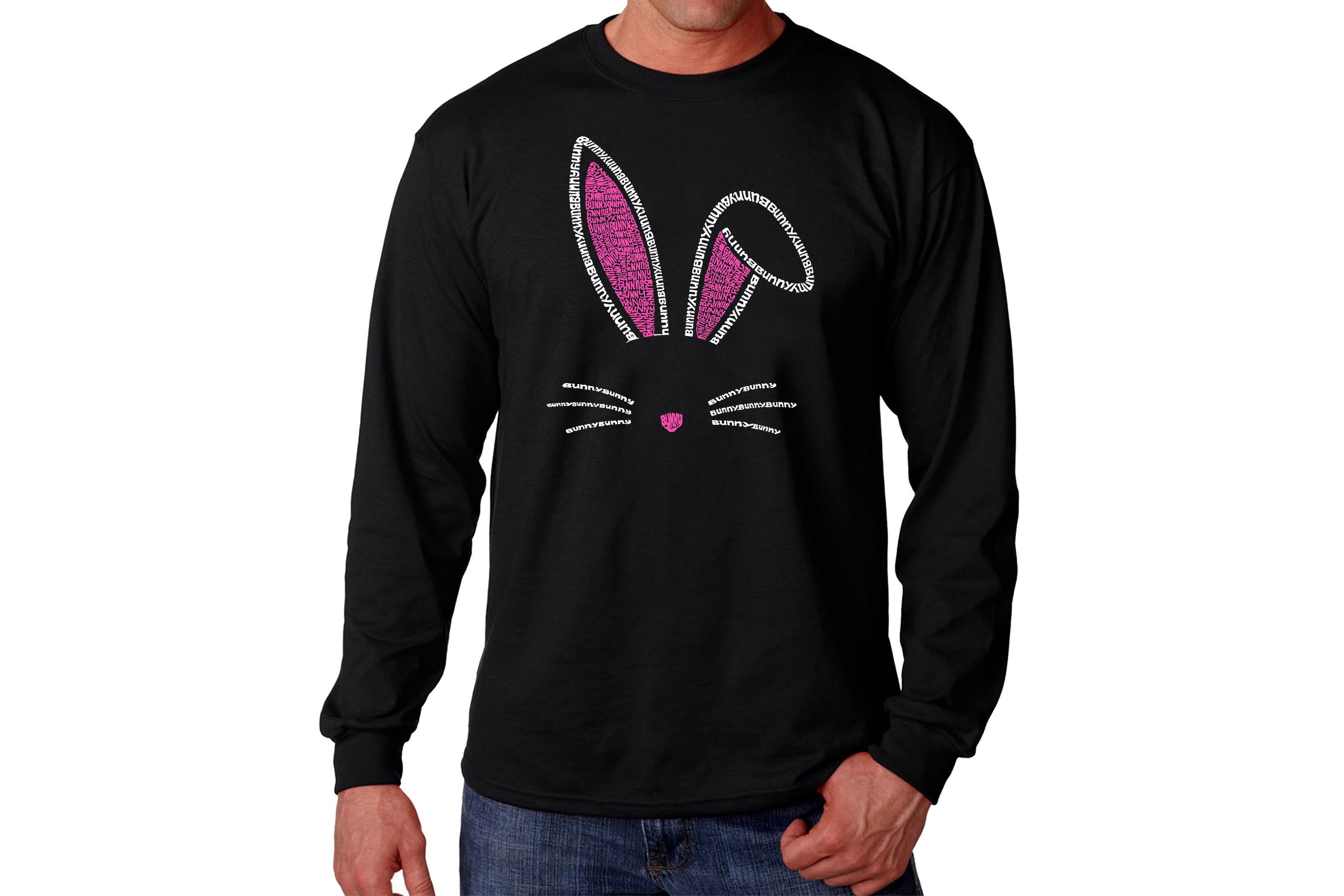 Mens Word Art Long Sleeve T-shirt - Bunny Ears