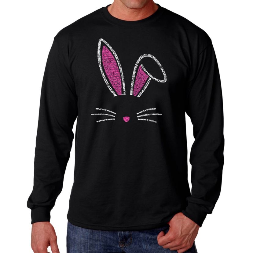 Mens Word Art Long Sleeve T-shirt - Bunny Ears
