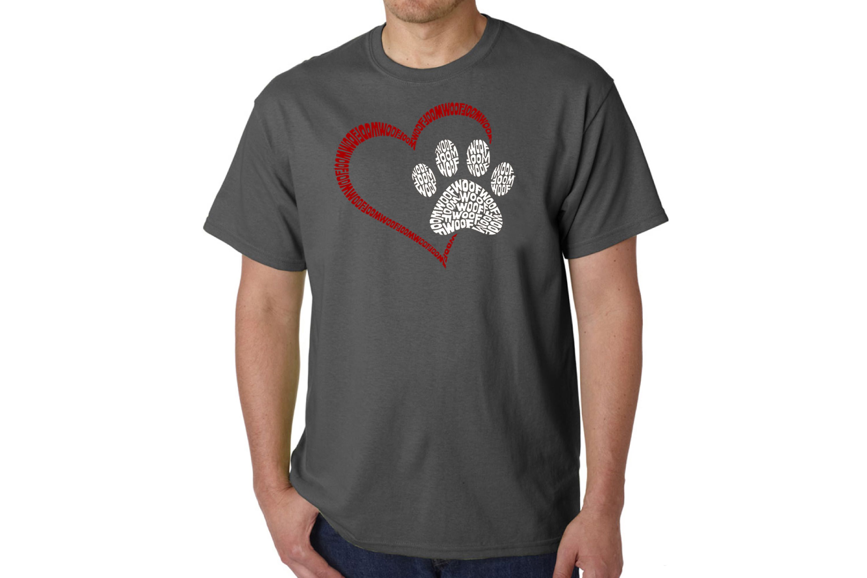 Mens Word Art T-Shirt - Paw Heart