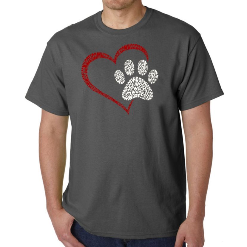 Mens Word Art T-Shirt - Paw Heart