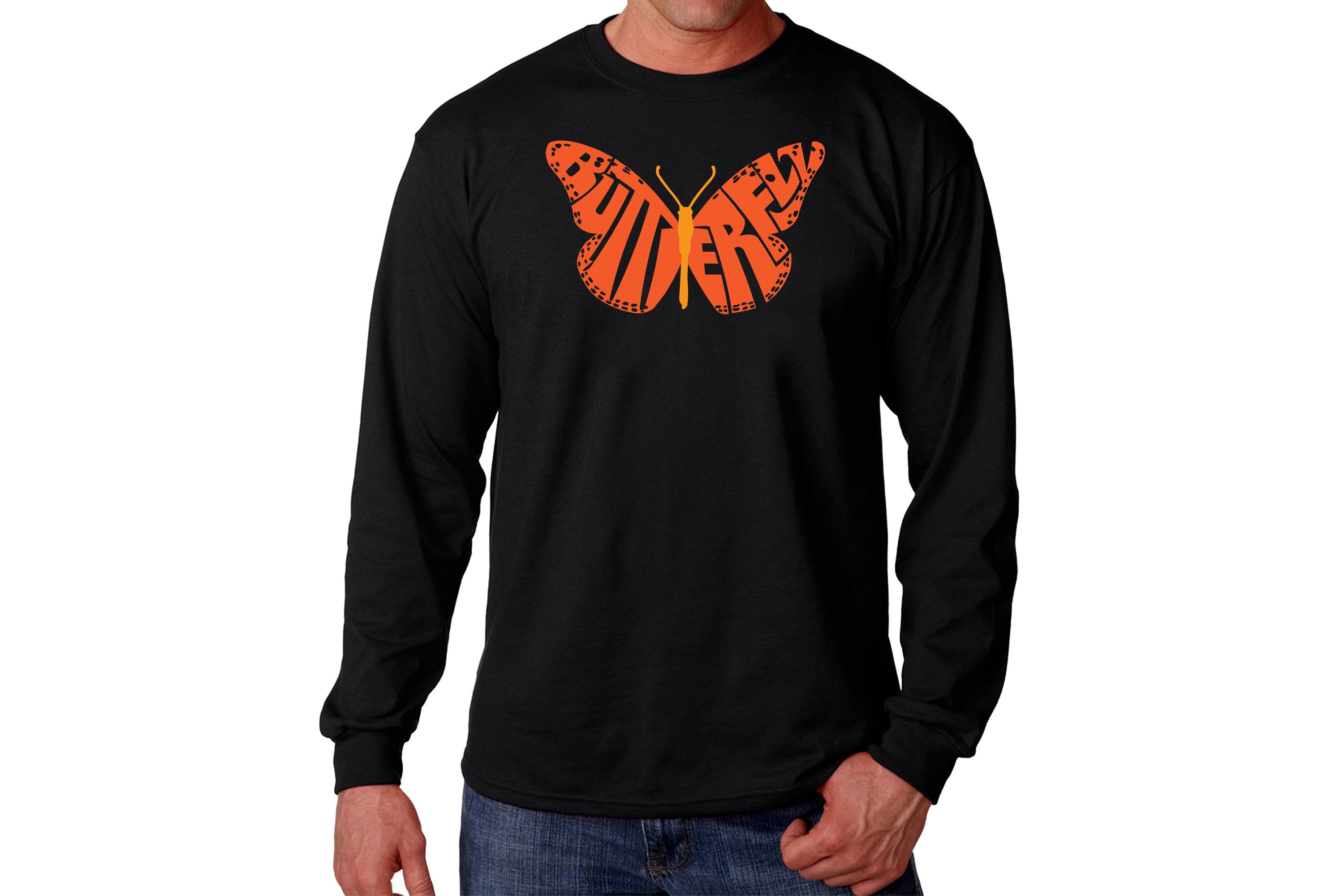 Mens Word Art Long Sleeve T-Shirt - Butterfly