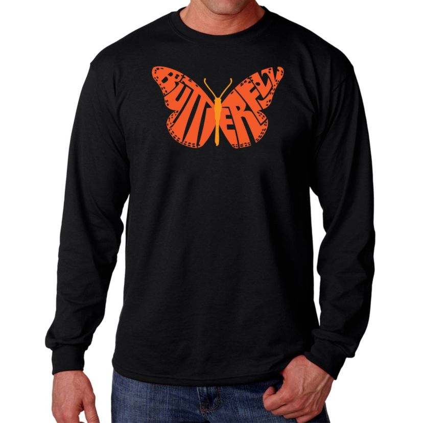 Mens Word Art Long Sleeve T-Shirt - Butterfly