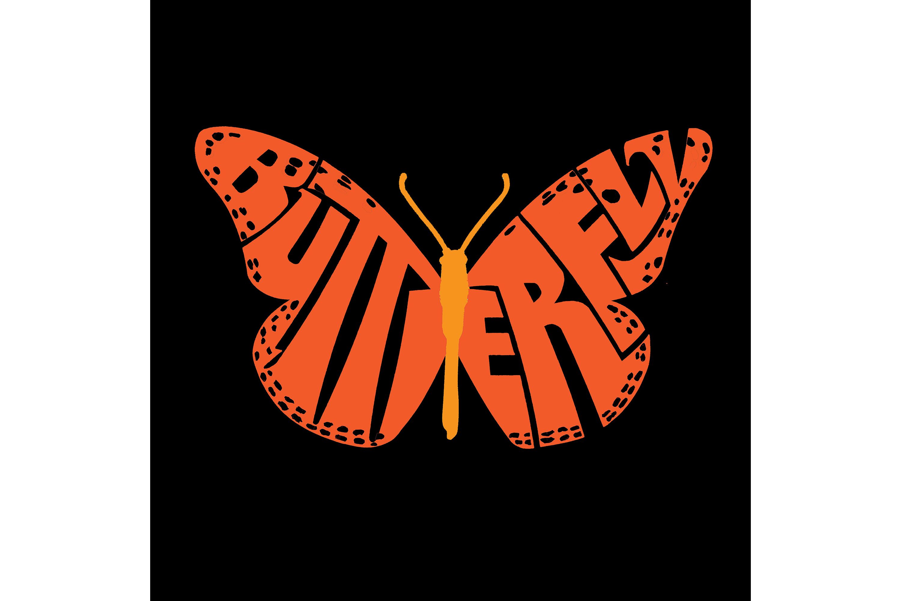Mens Word Art Long Sleeve T-Shirt - Butterfly