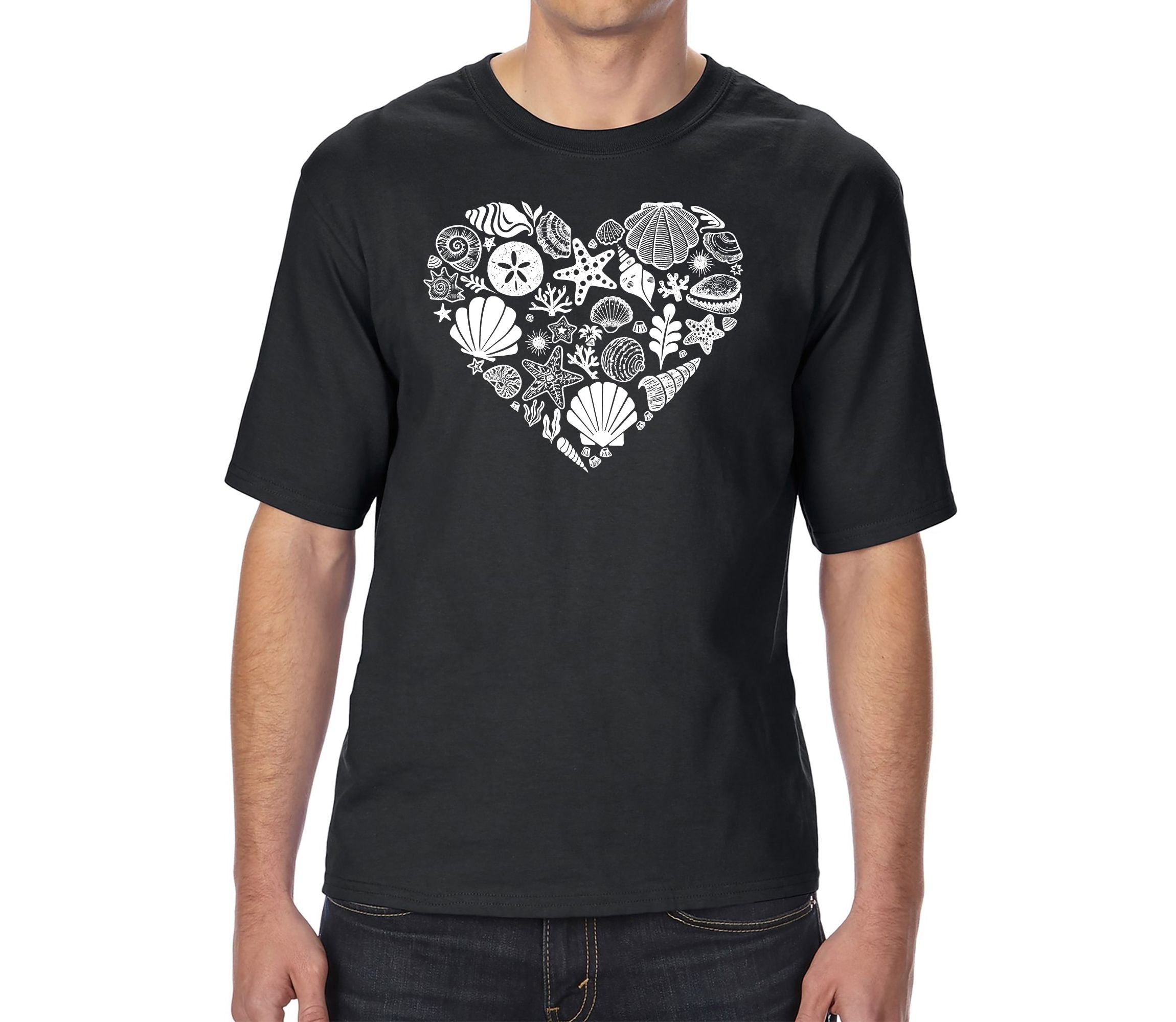 Mens Tall and Long Word Art T-Shirt - Sea Shells