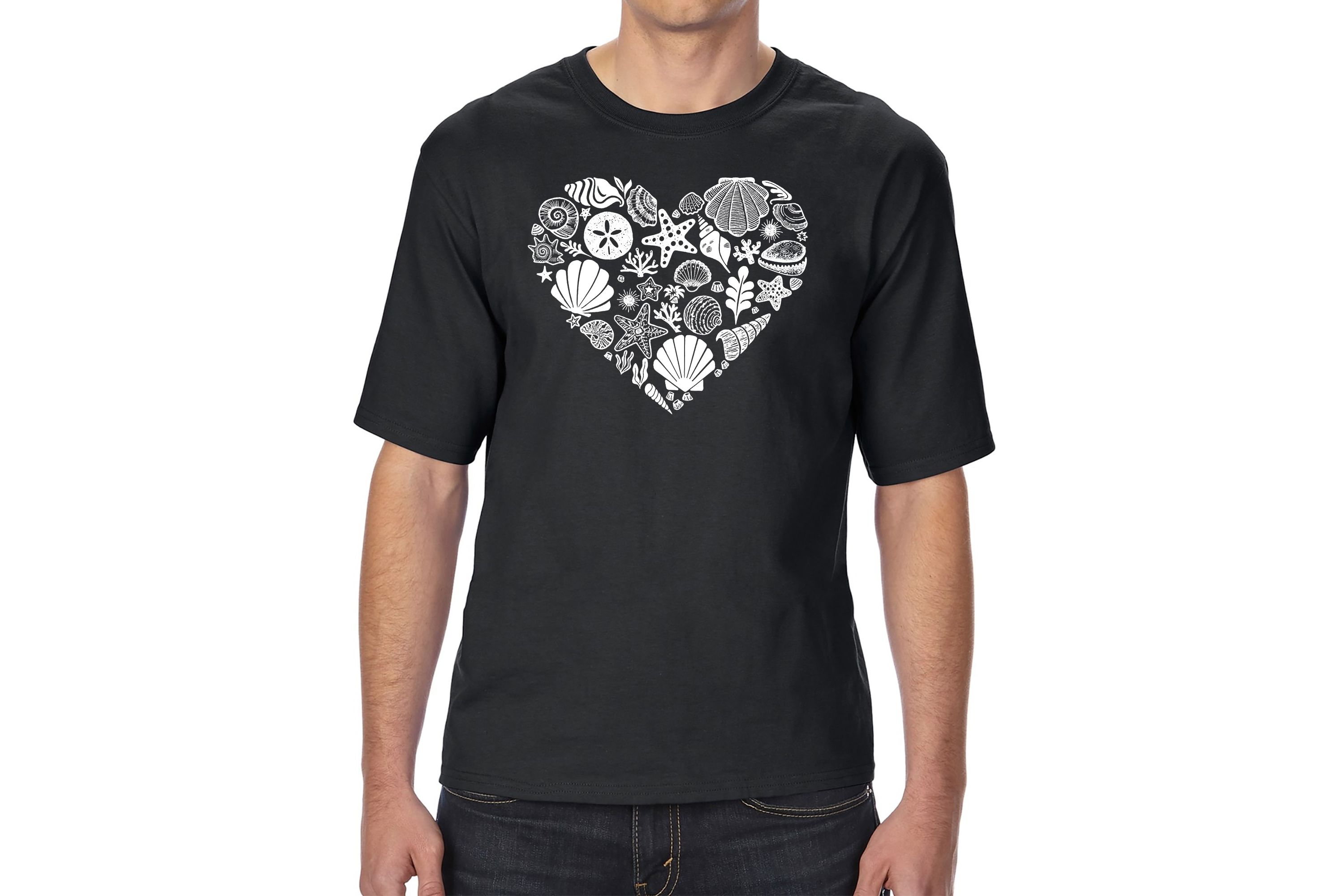 Mens Tall and Long Word Art T-Shirt - Sea Shells