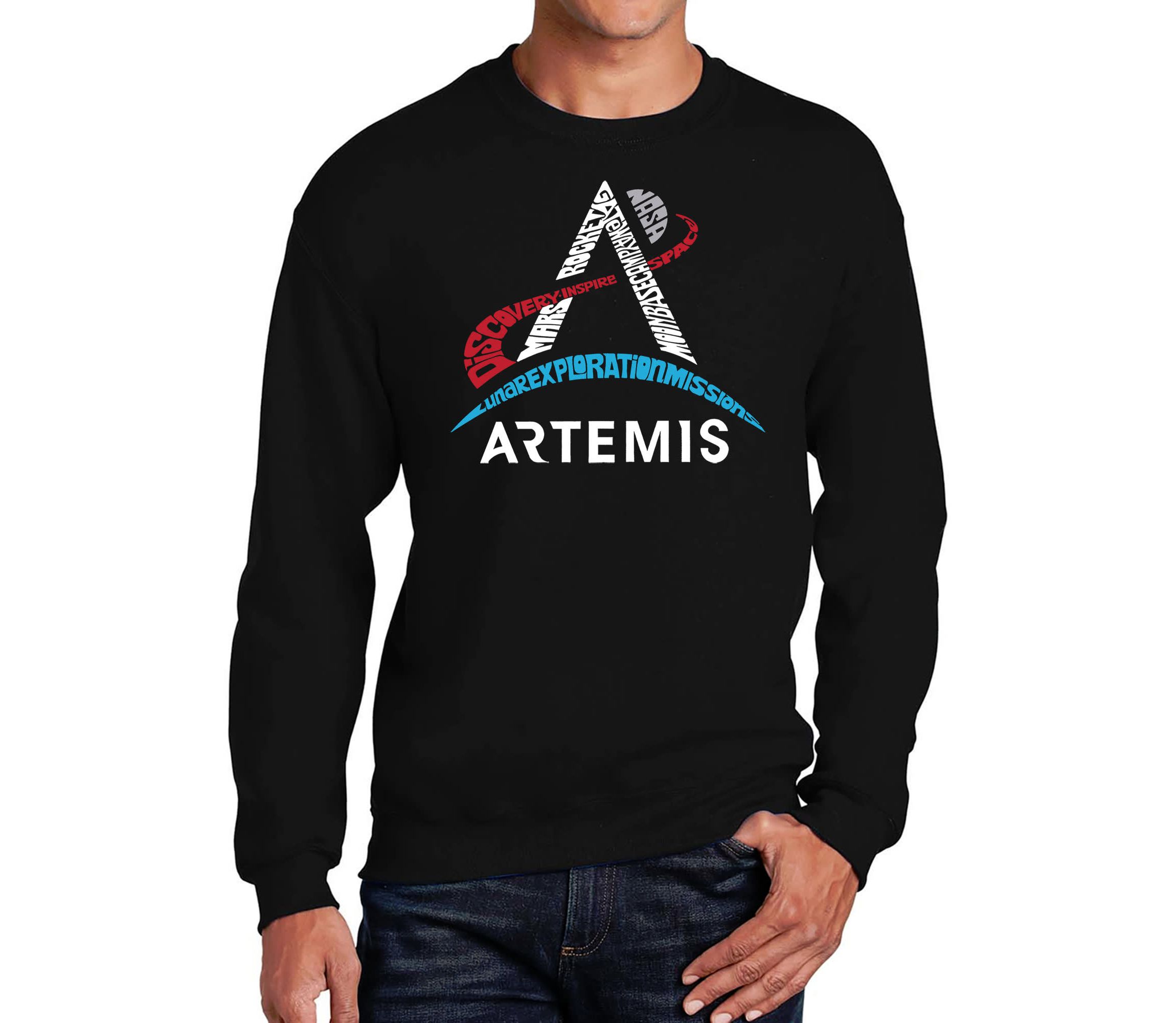 Mens Word Art Crewneck Sweatshirt  - NASA Artemis Logo