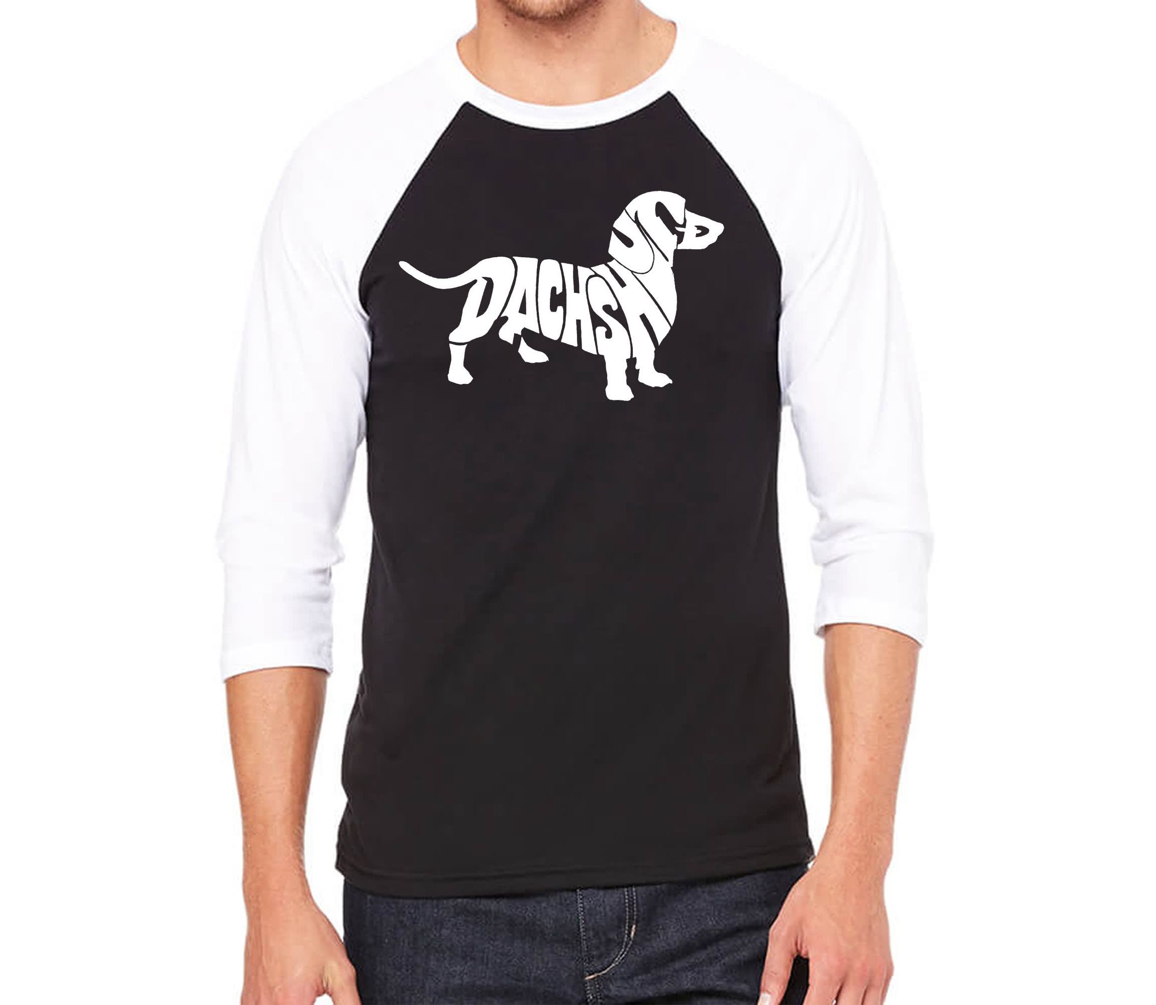 Mens Raglan Baseball Word Art T-shirt - Dachshund