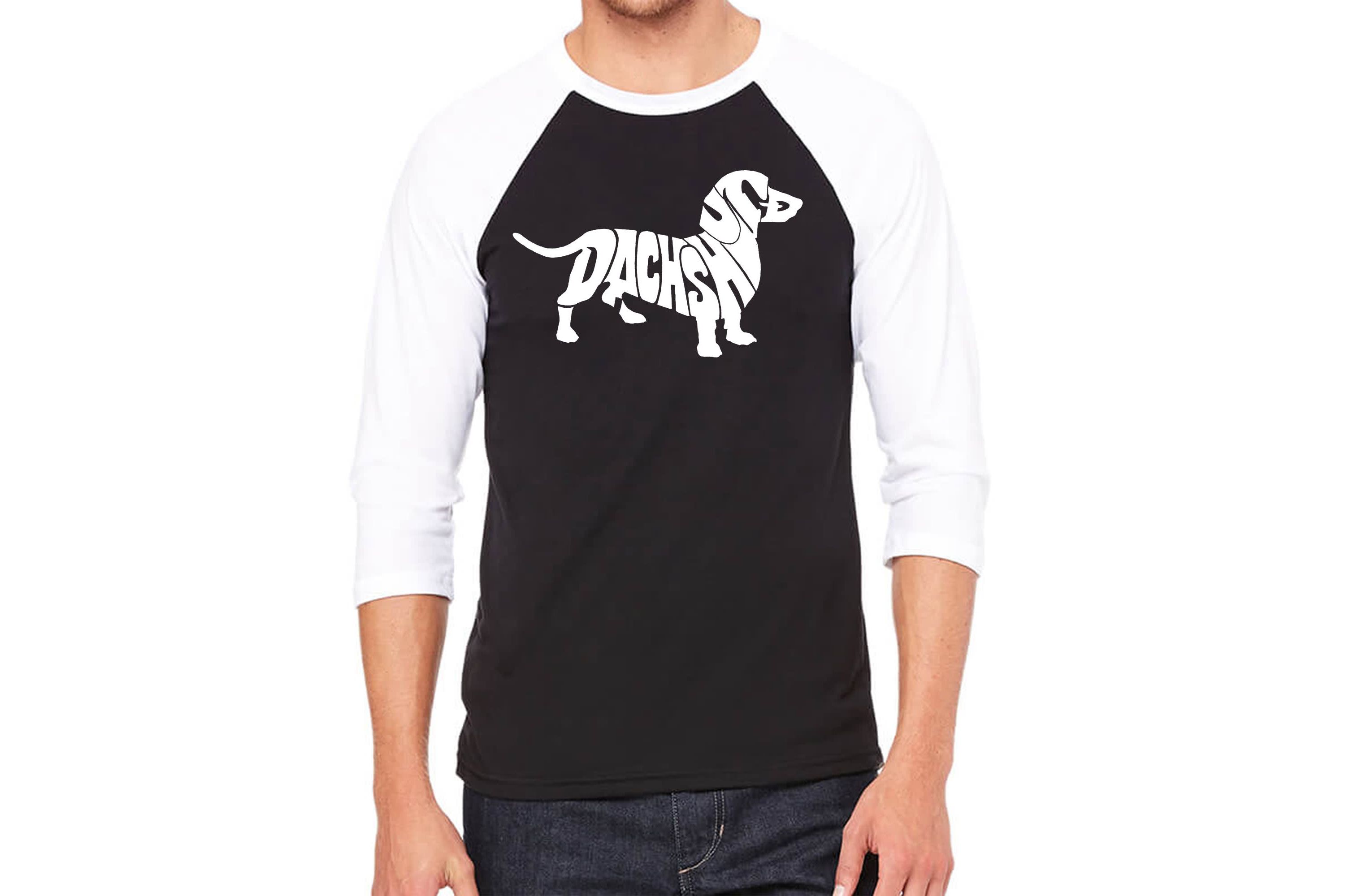 Mens Raglan Baseball Word Art T-shirt - Dachshund