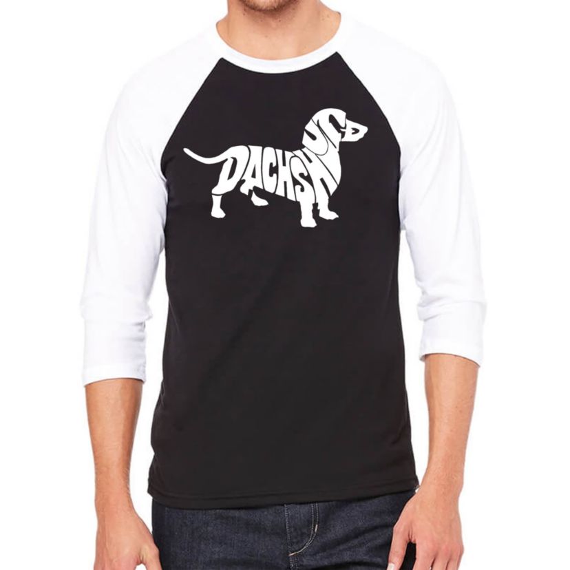 Mens Raglan Baseball Word Art T-shirt - Dachshund