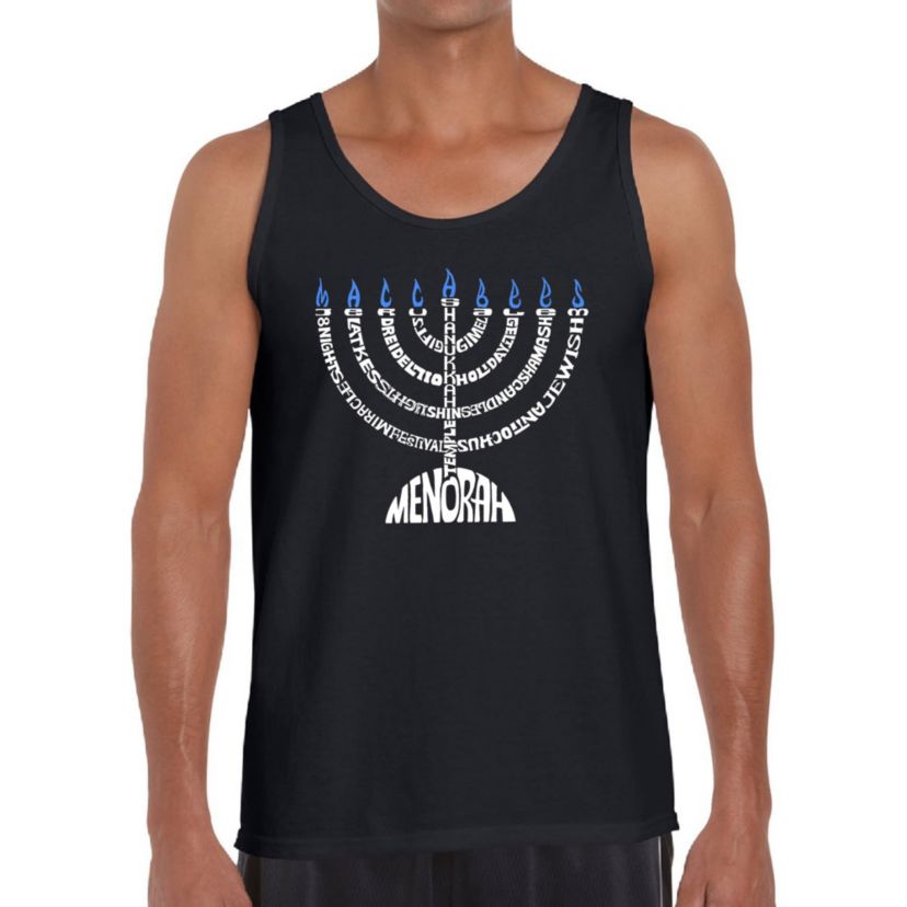 Mens Word Art Tank Top - Menorah
