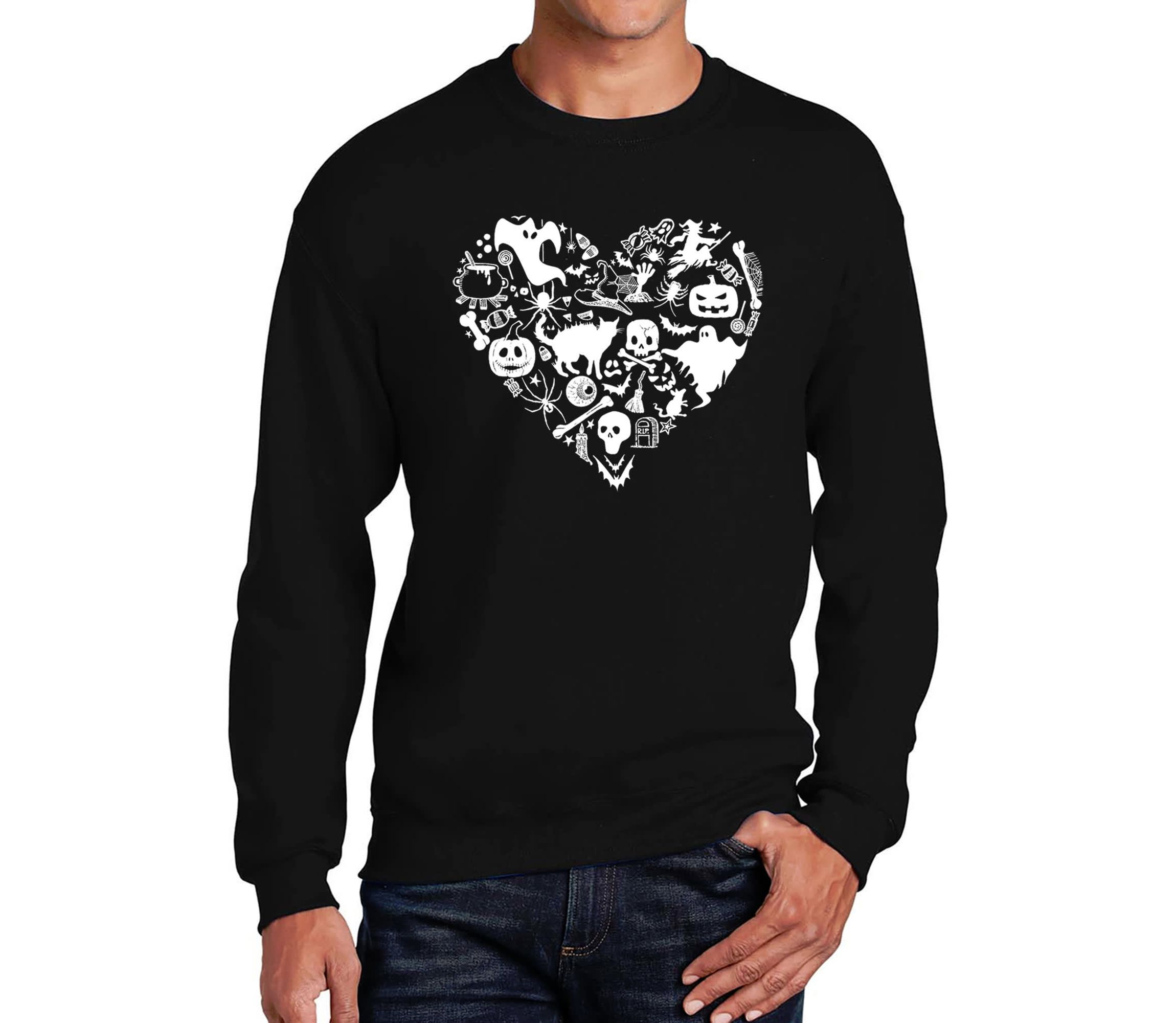 Mens Word Art Crewneck Sweatshirt - Halloween Heart