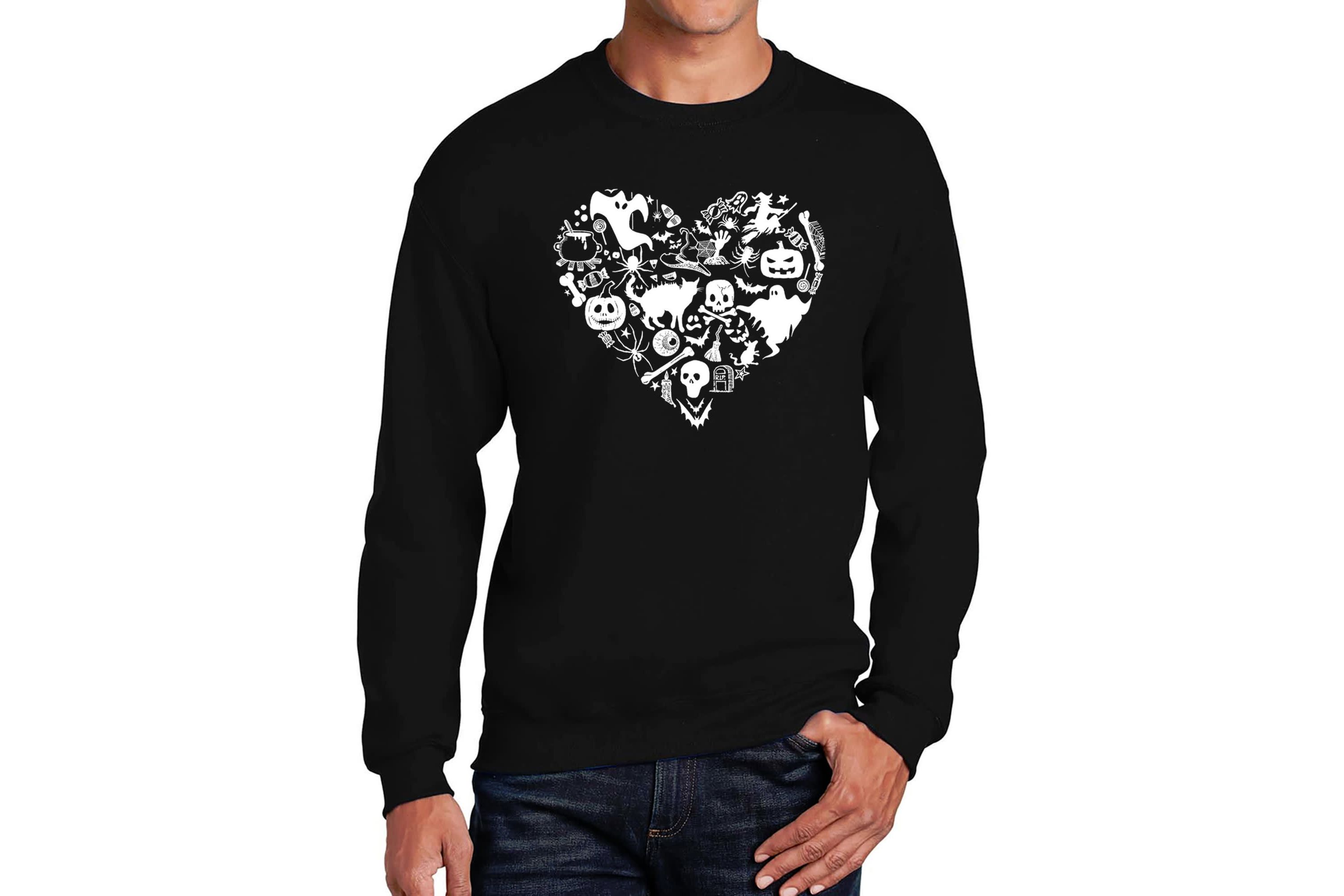 Mens Word Art Crewneck Sweatshirt - Halloween Heart