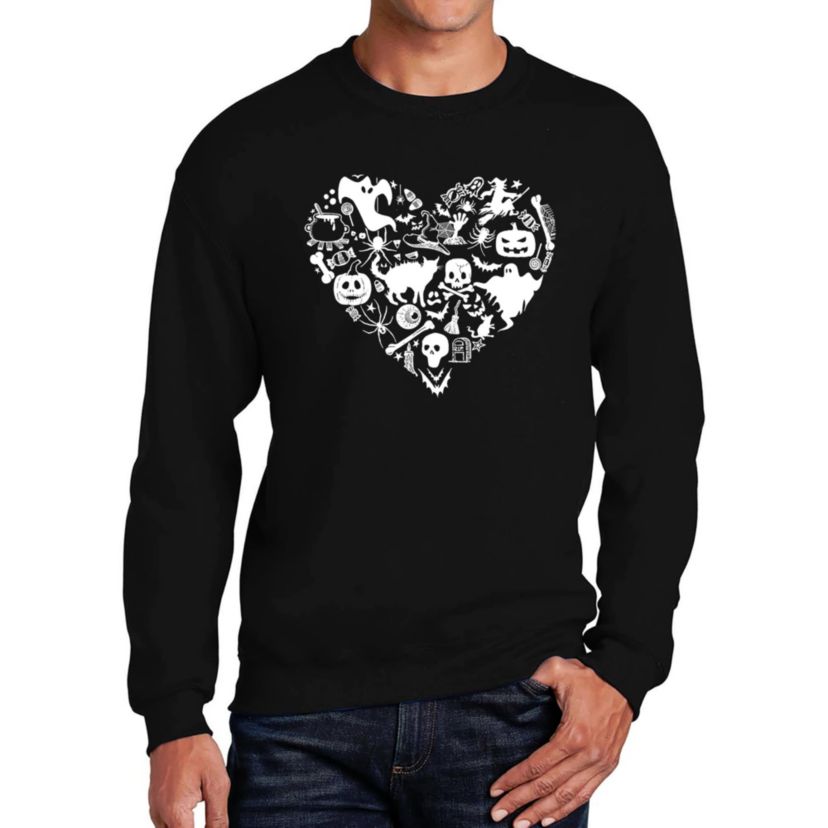 Mens Word Art Crewneck Sweatshirt - Halloween Heart