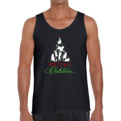 LA Pop Art Men's Word Art Tank Top - Meowy Christmas Tree