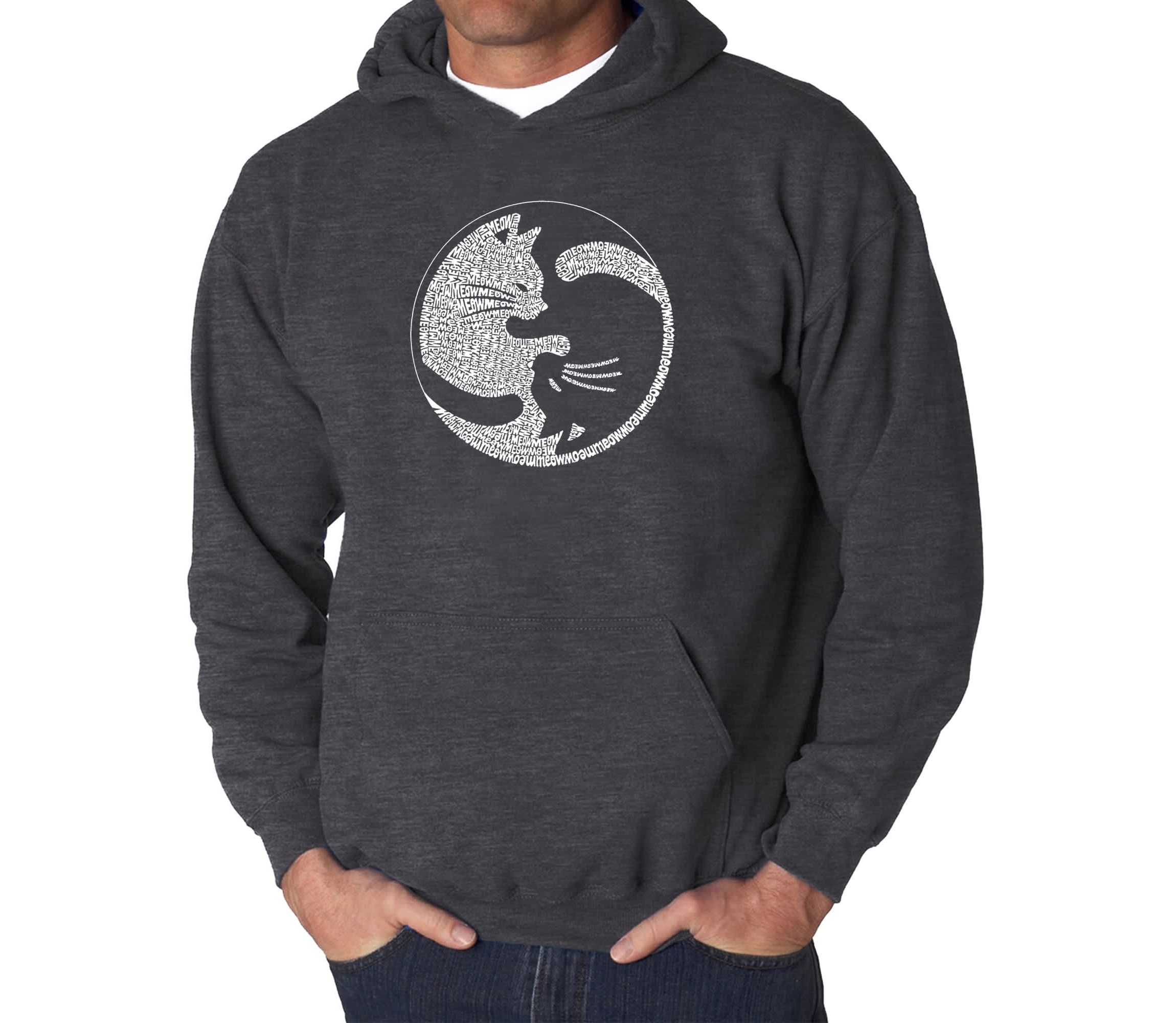 Mens Word Art Hooded Sweatshirt - Yin Yang Cat