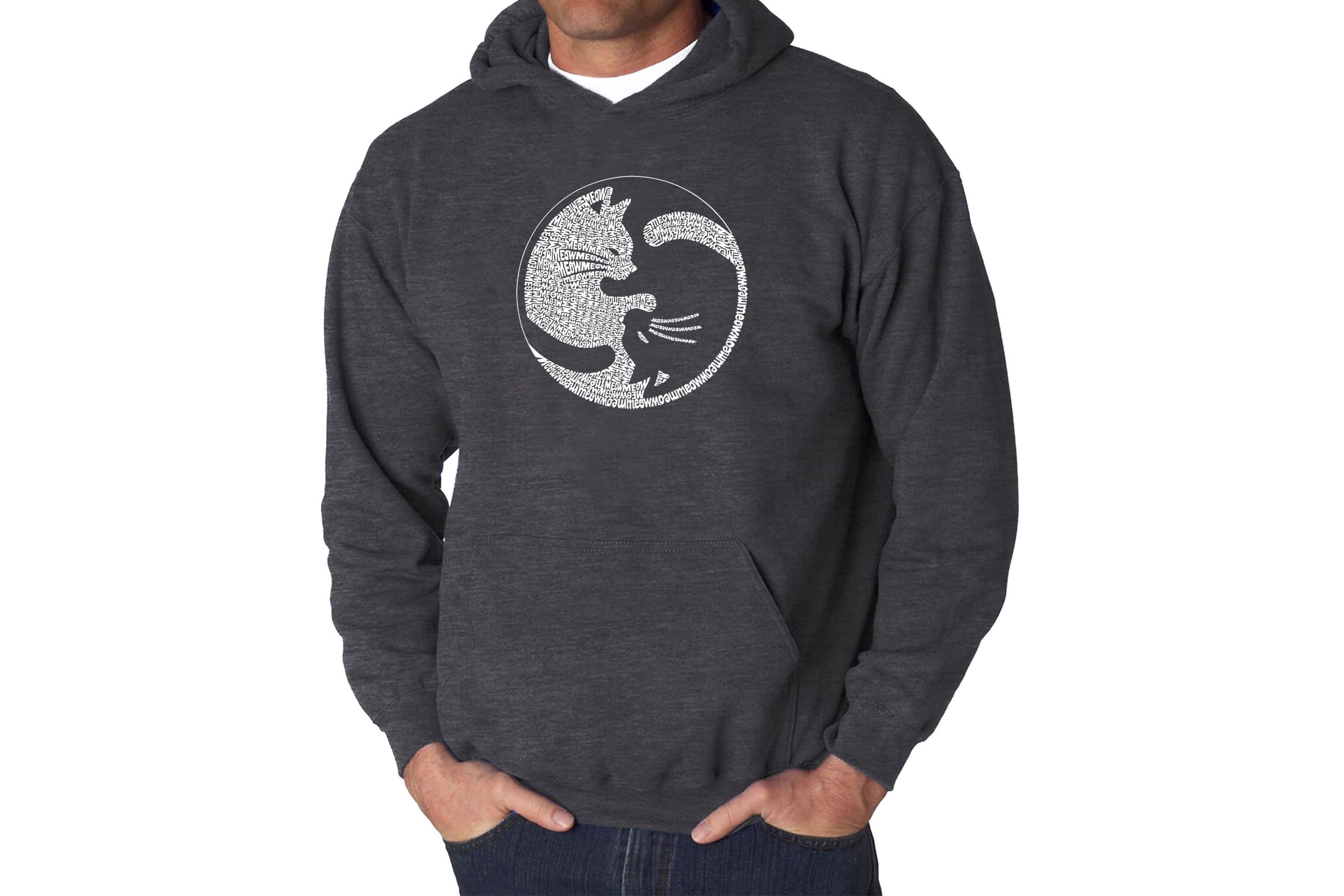 Mens Word Art Hooded Sweatshirt - Yin Yang Cat
