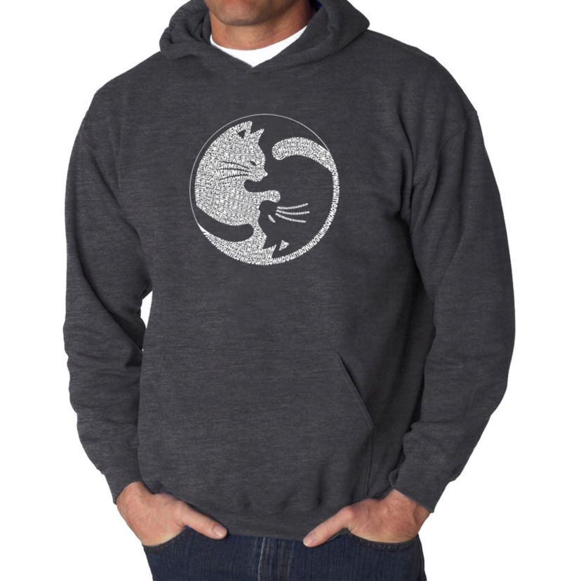 Mens Word Art Hooded Sweatshirt - Yin Yang Cat