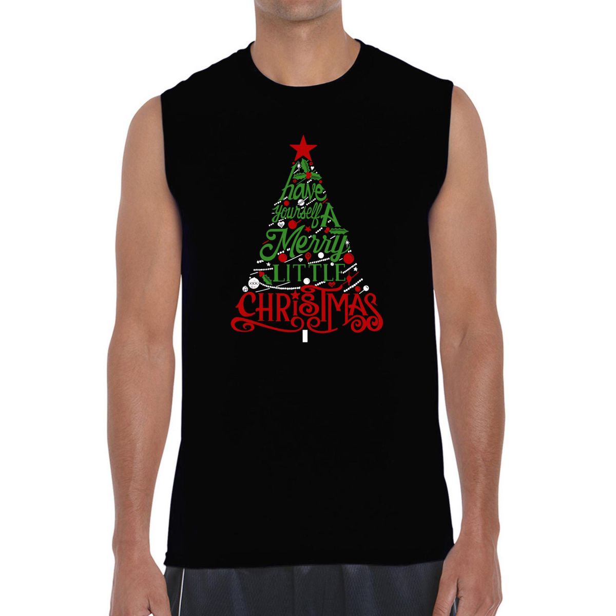 Mens Word Art Sleeveless T-Shirt - Have Yourself a Merry Little Christmas