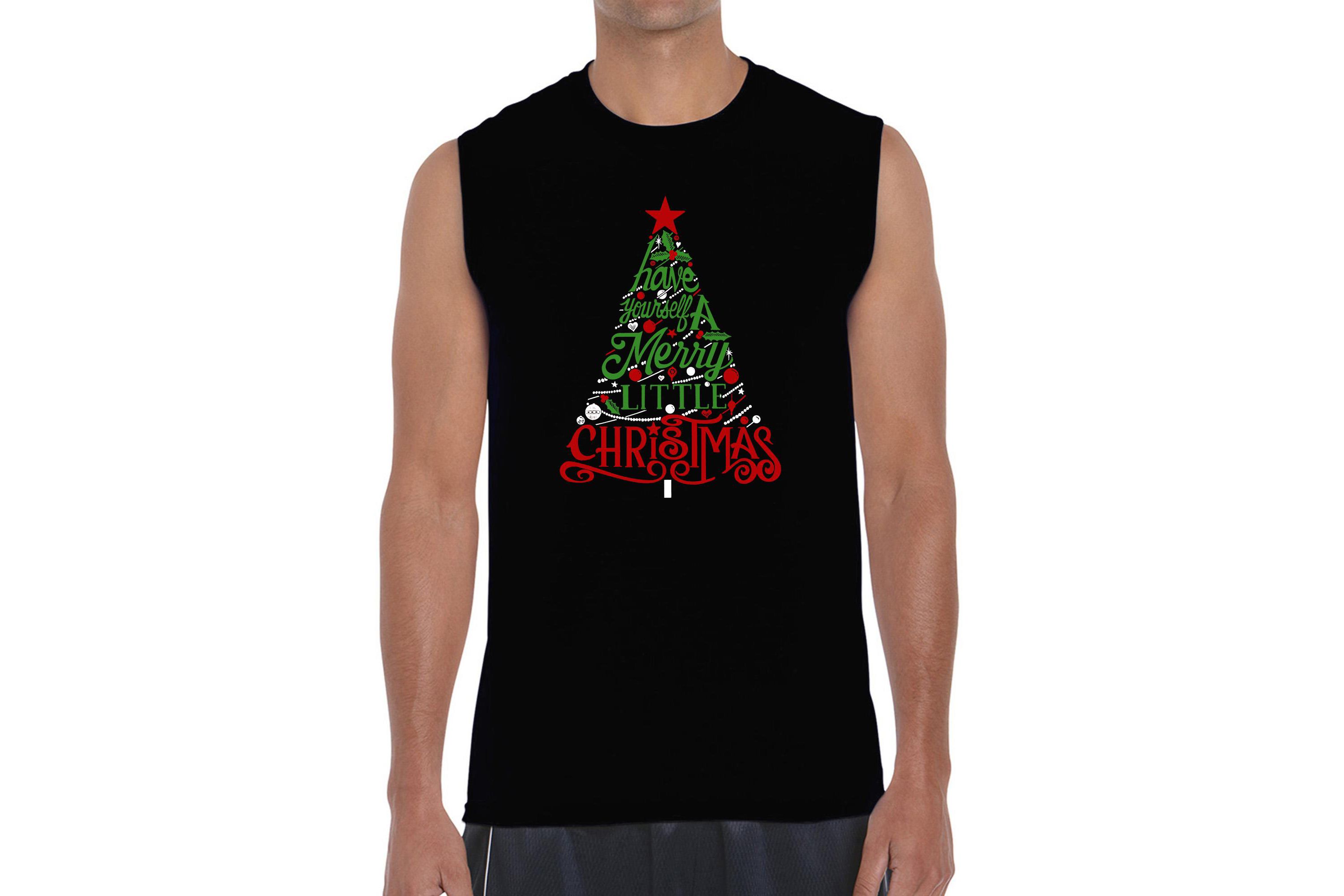 Mens Word Art Sleeveless T-Shirt - Have Yourself a Merry Little Christmas