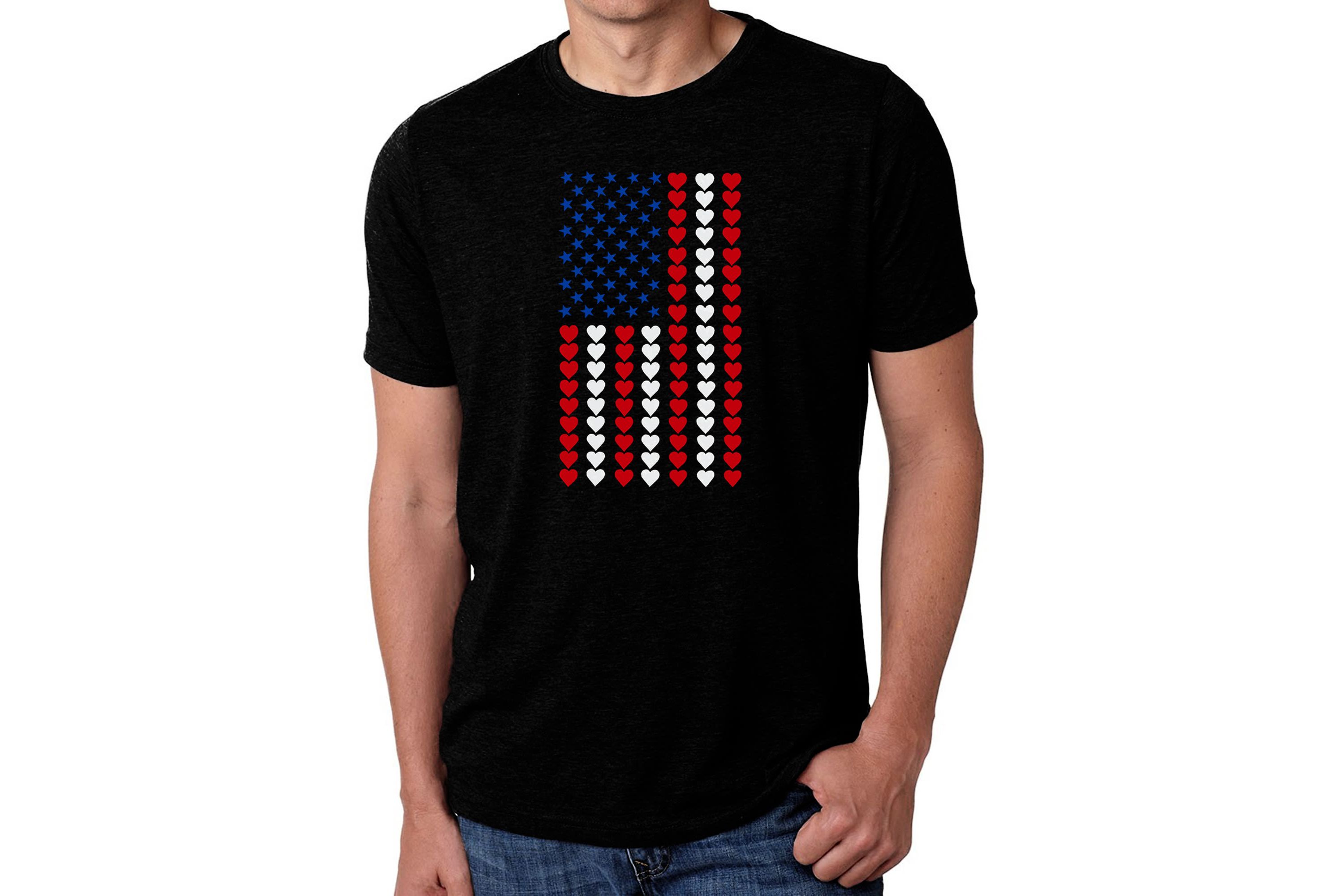 Mens Premium Blend Word Art T-Shirt - Heart Flag