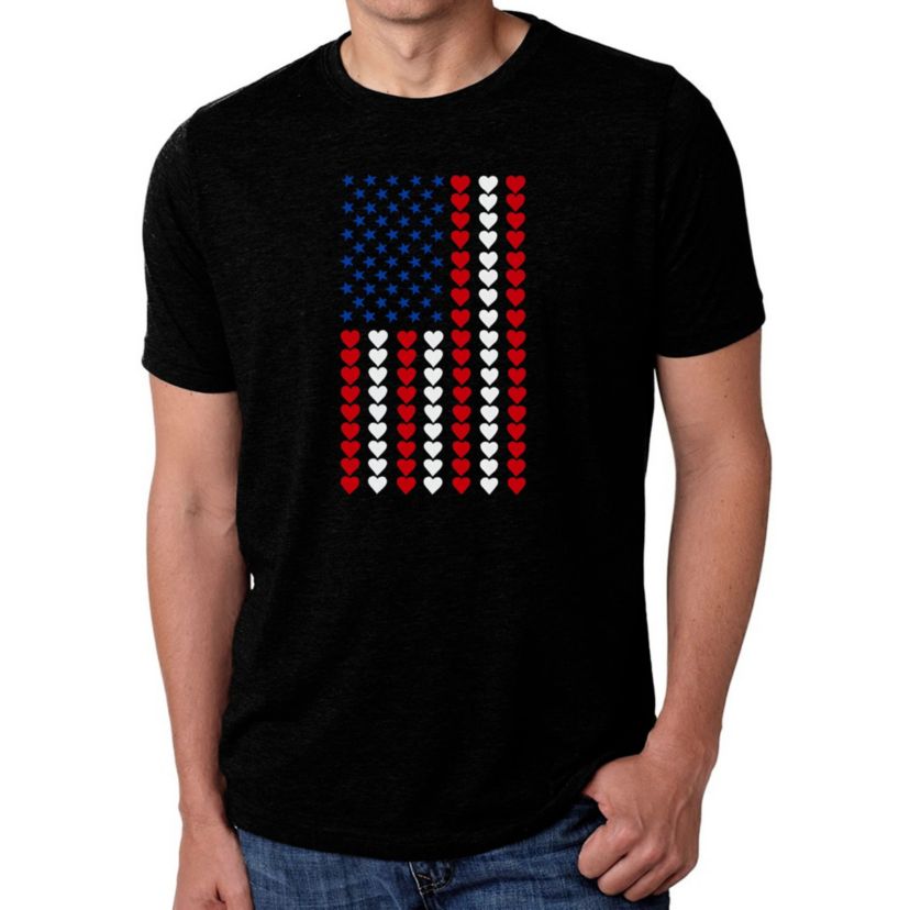 Mens Premium Blend Word Art T-Shirt - Heart Flag