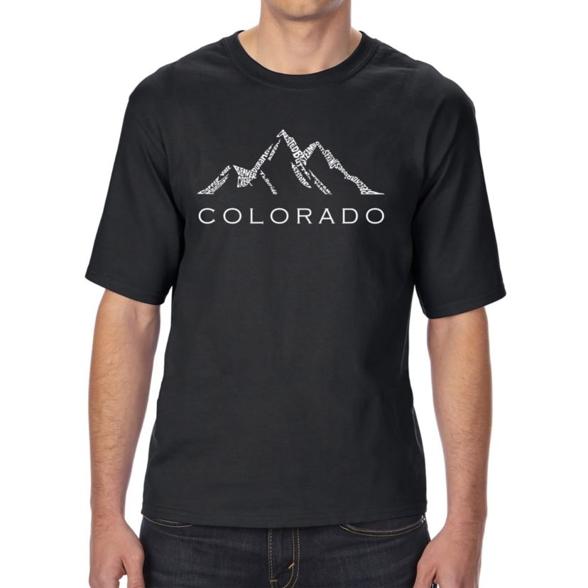 Mens Tall and Long Word Art T-shirt - Colorado Ski Towns