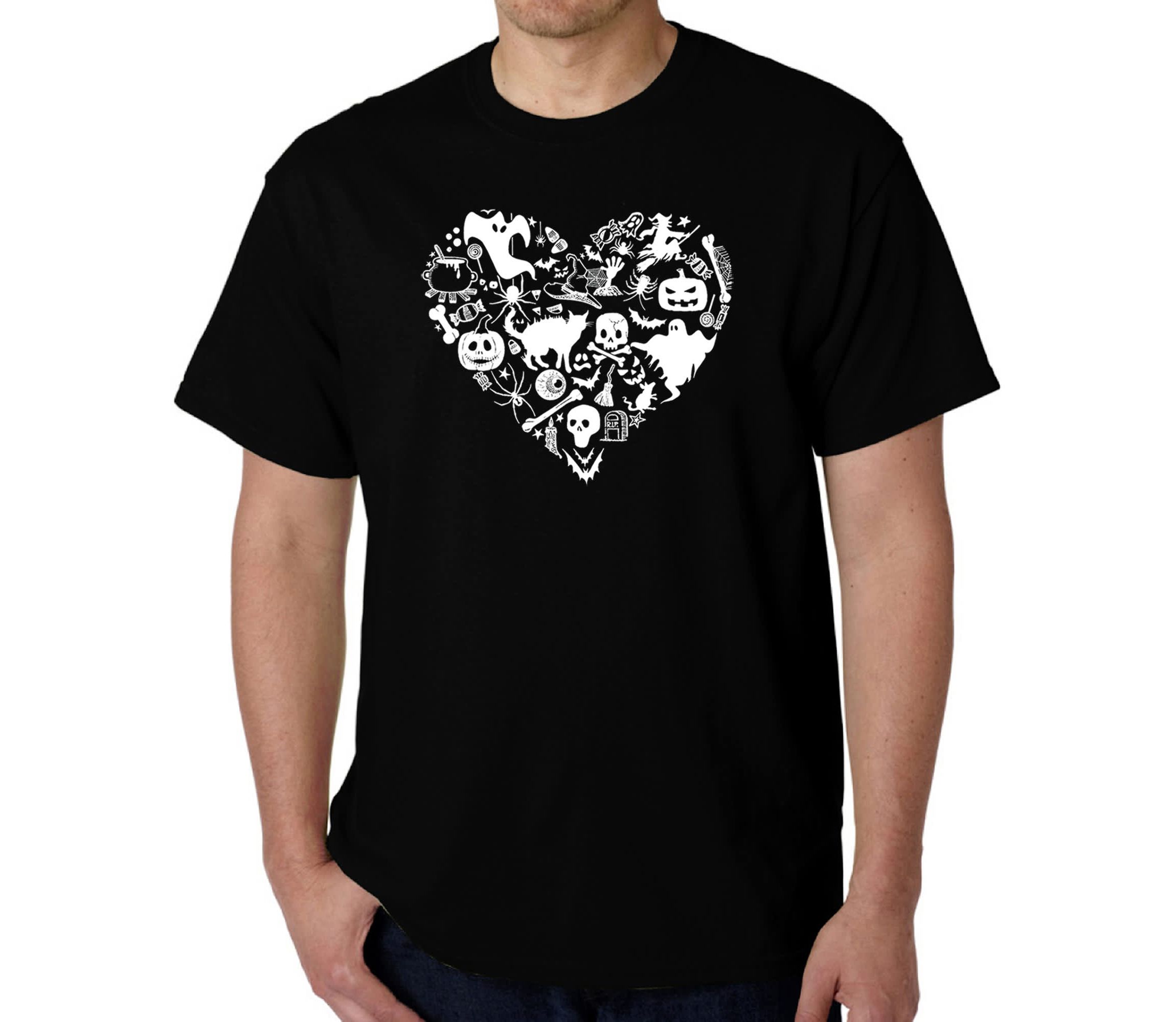 Mens Word Art T-Shirt - Halloween Heart