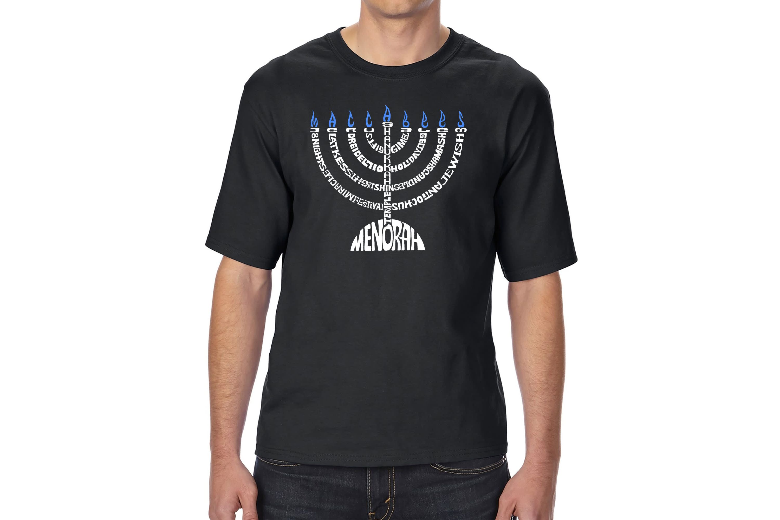 Mens Tall and Long Word Art T-Shirt - Menorah