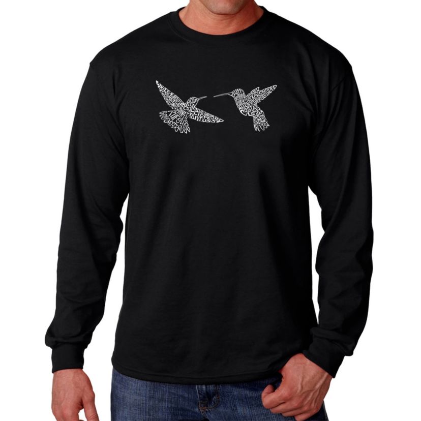 Mens Word Art Long Sleeve T-Shirt  - Hummingbirds