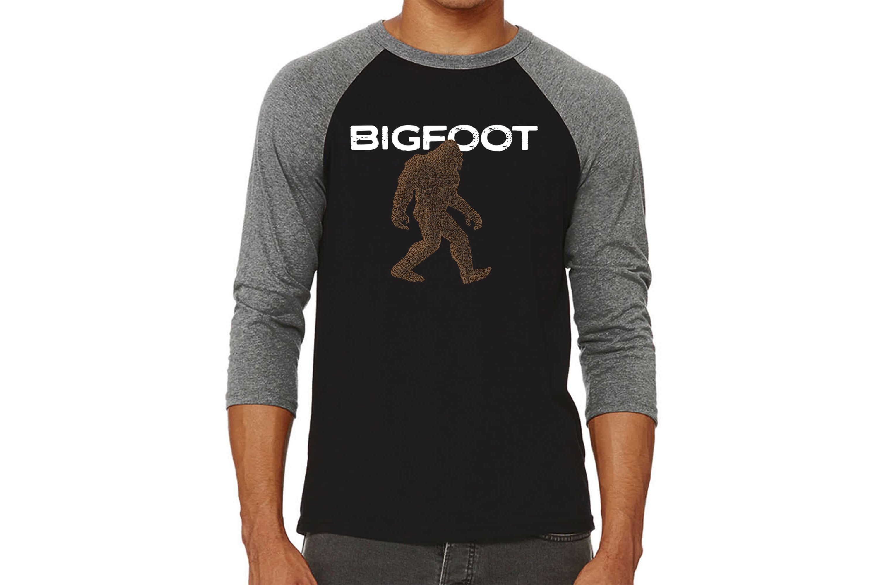 Mens Raglan Baseball Word Art T-Shirt  - Bigfoot